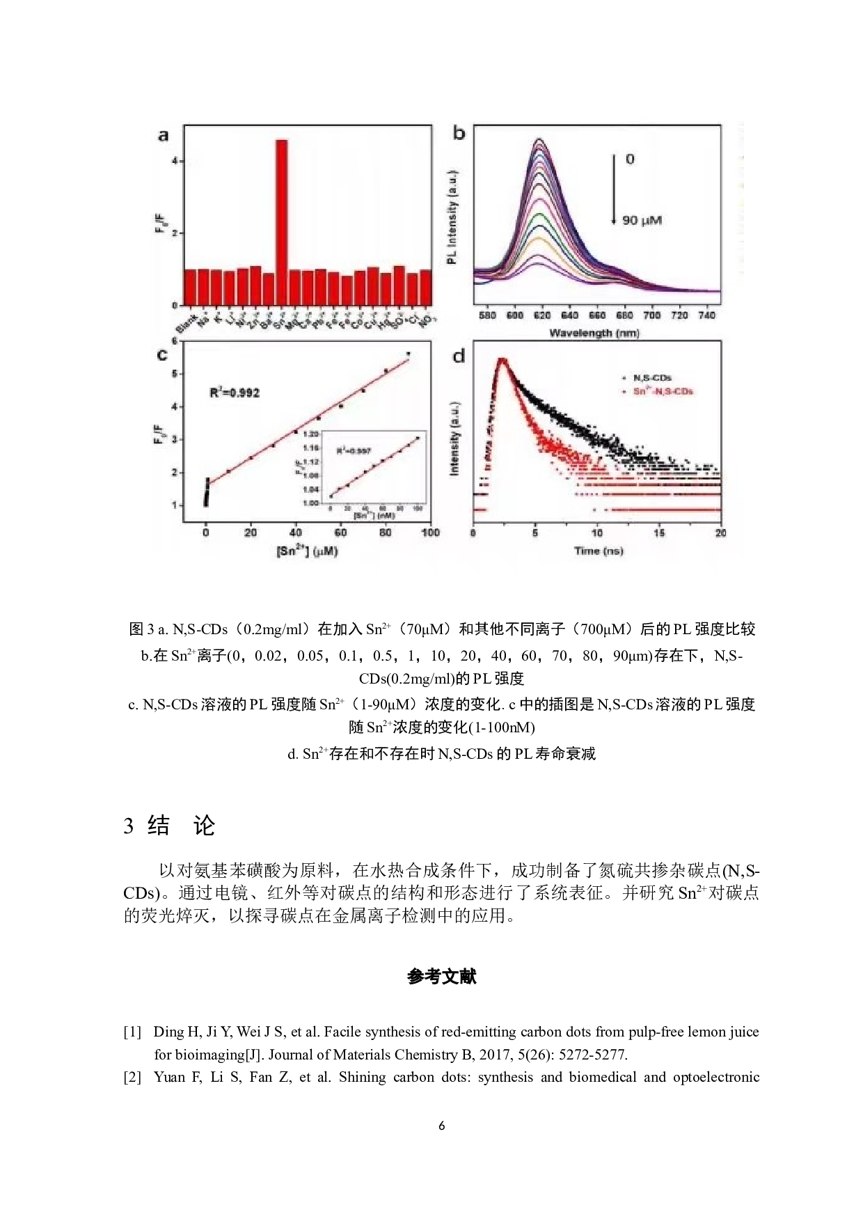 氮、硫共掺杂碳点的制备及对Sn2+离子的检测-3235字.docx 第7页