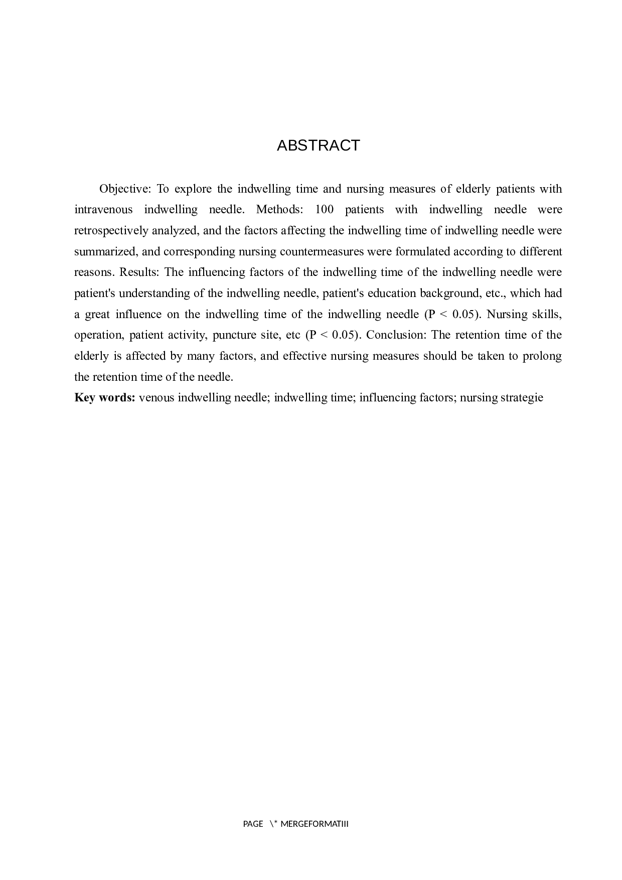 老年人静脉留置针留置时间影响因素及分析-7554字.docx 第2页