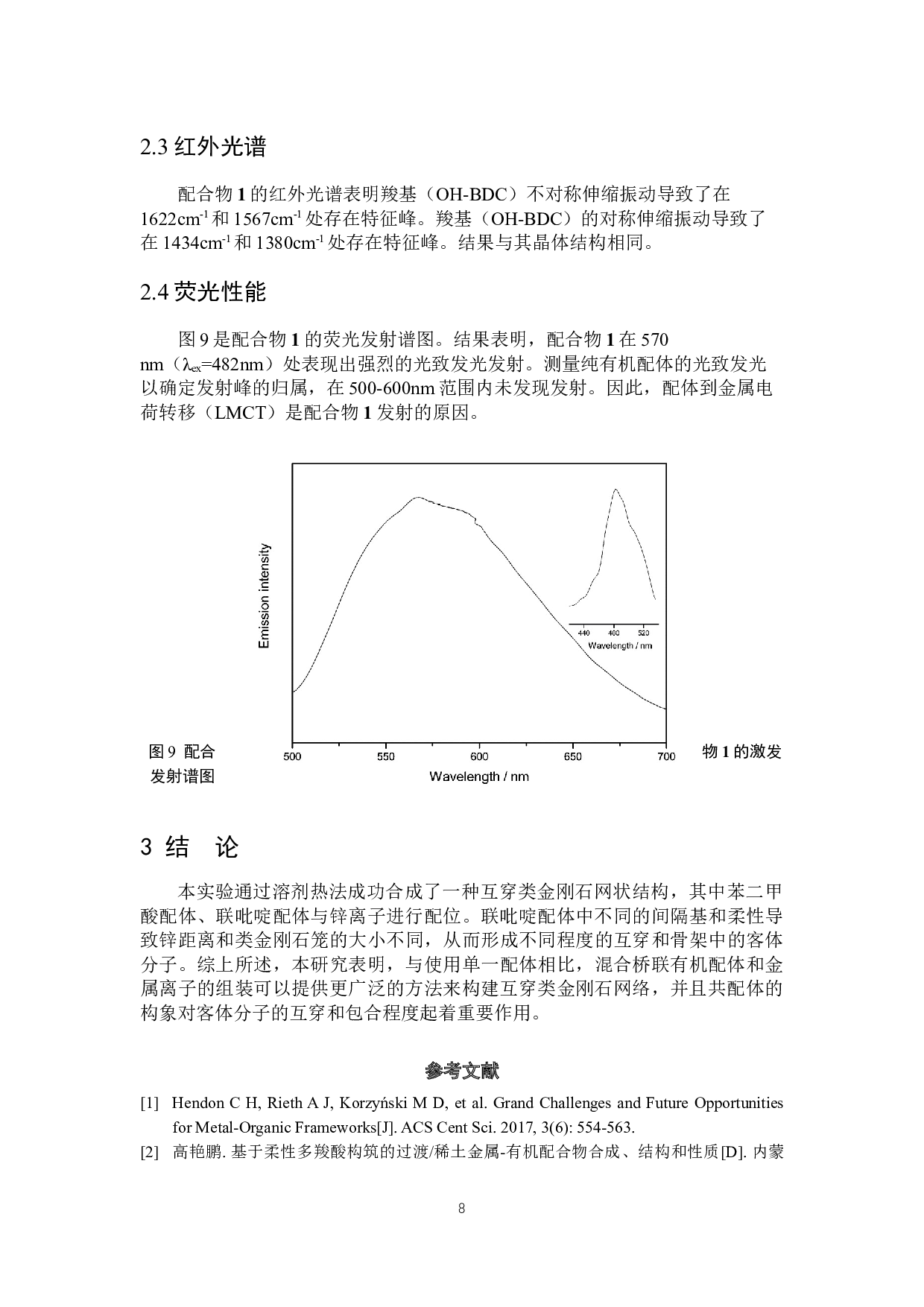 一个三维互穿类金刚石结构的锌配合物的合成与晶体结构研究-3452字.docx 第9页