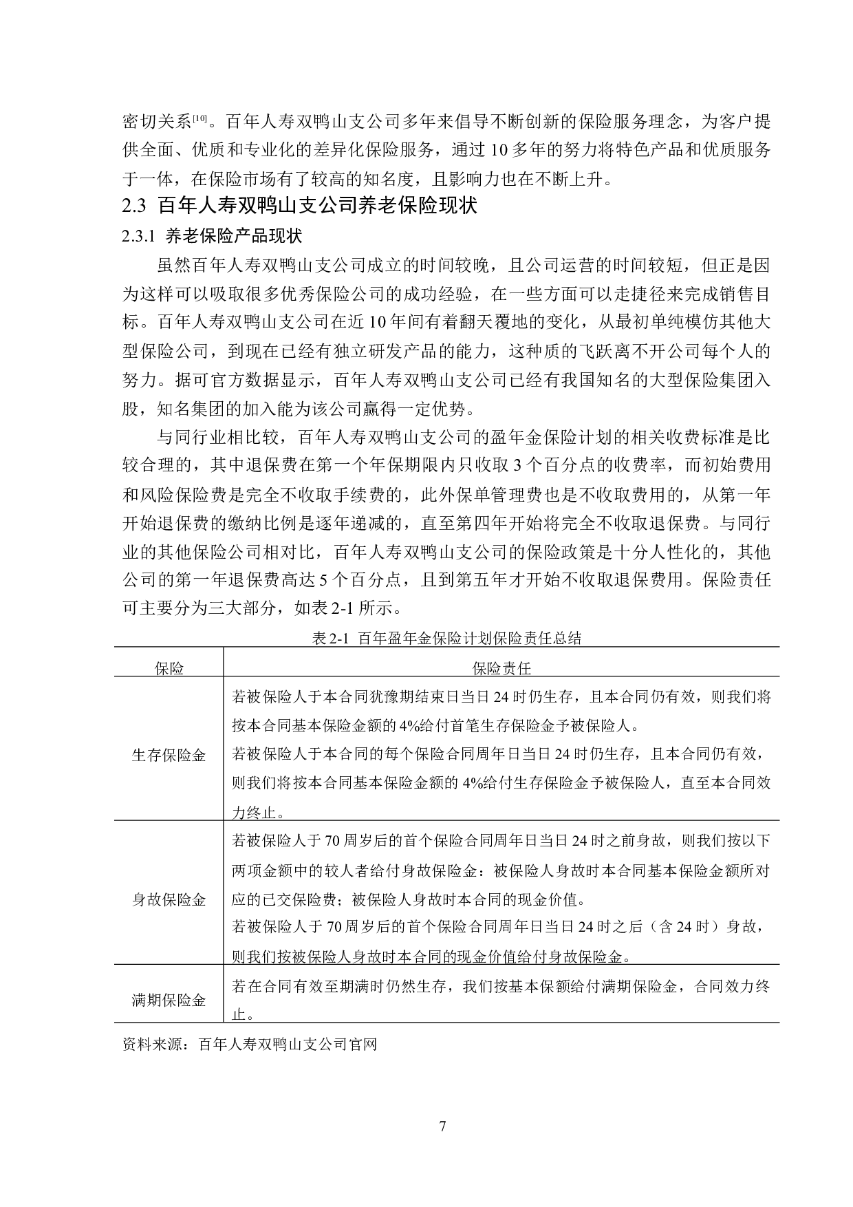 老龄化背景下百年人寿双鸭山支公司养老保险问题分析-14261字.docx 第10页