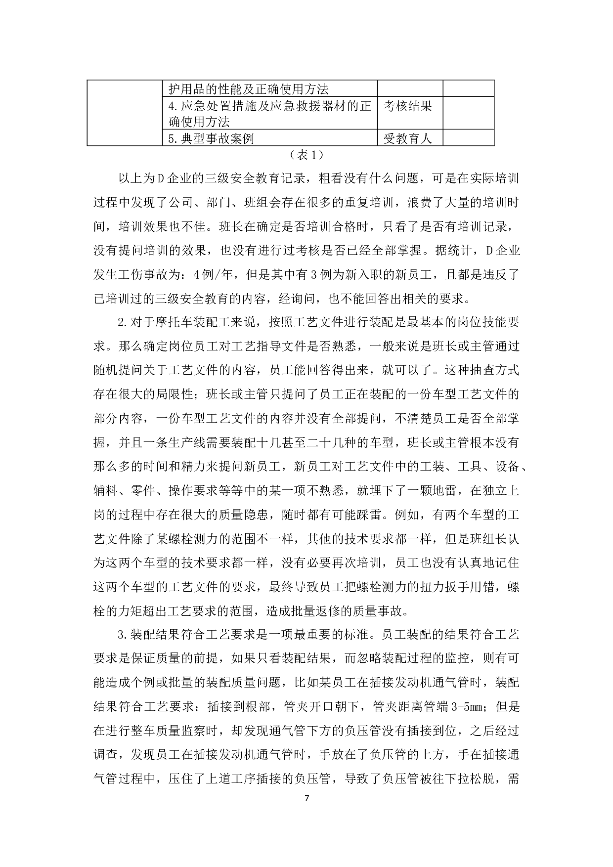 摩托车行业装配岗位的新员工上岗标准研究&mdash;以D摩托车企业为例-8081字.docx 第7页
