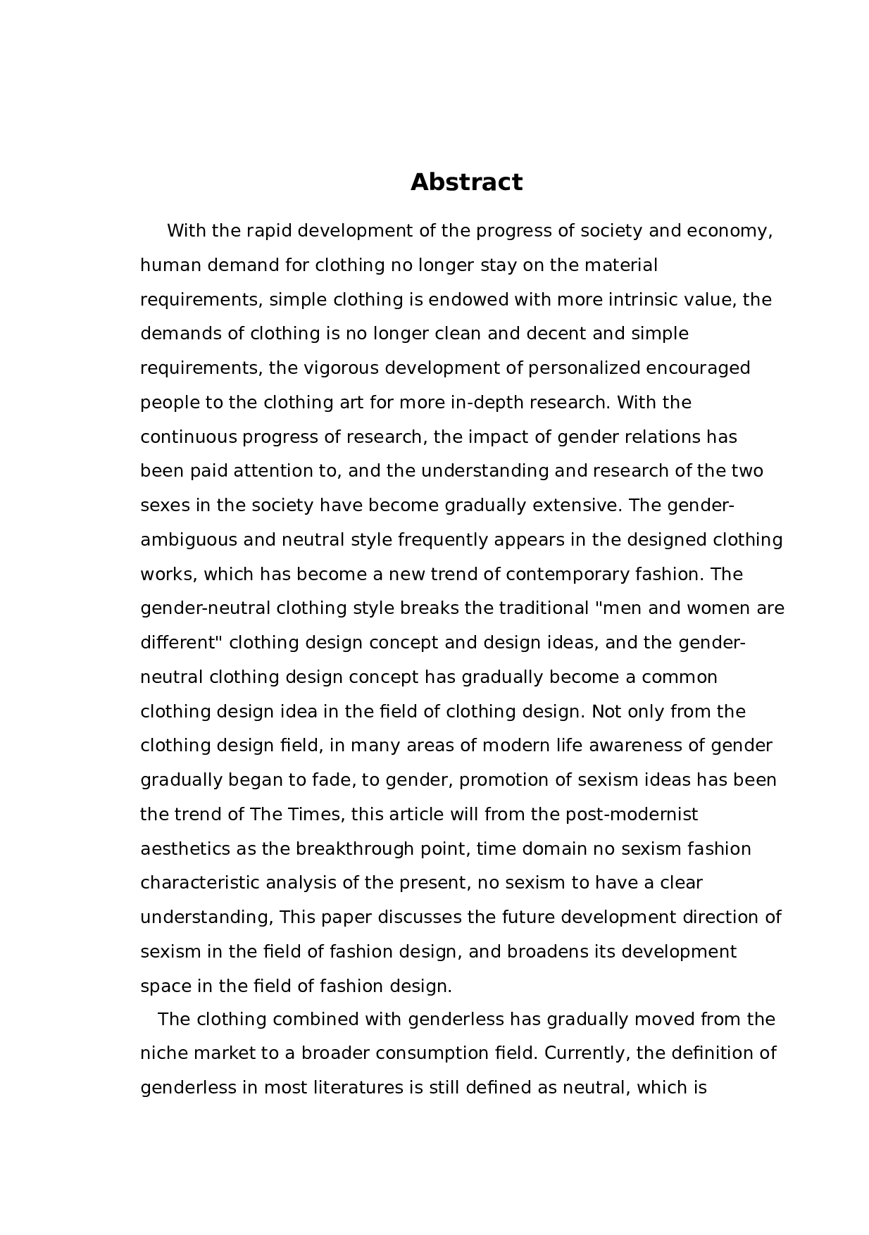 浅谈后现代主义美学视域下无性别主义的时尚特征-7614字.docx 第1页