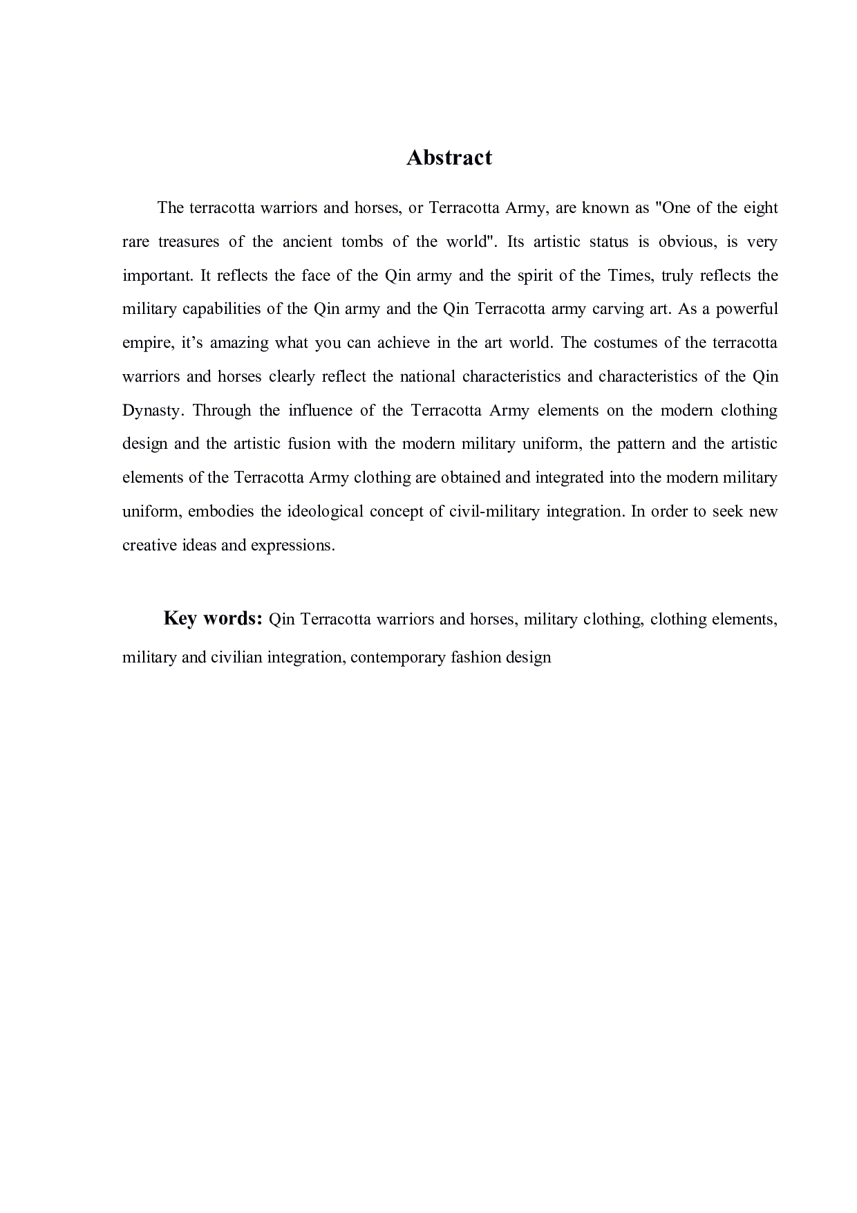 秦兵马俑元素在军旅服饰展演中的设计构想与思考-11093字.pdf 第1页