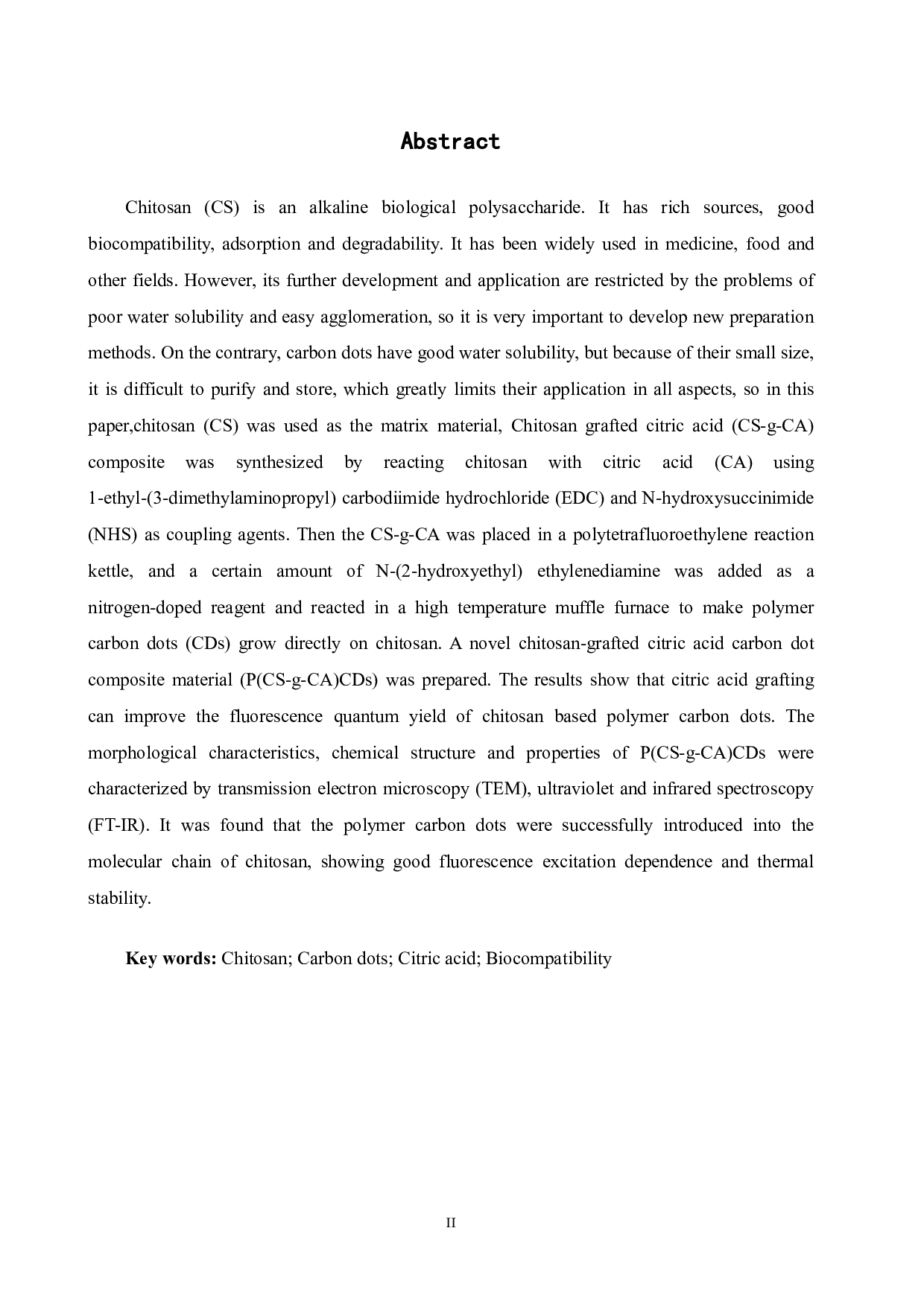 壳聚糖基聚合物碳点的制备及其性能研究-11451字.pdf 第2页