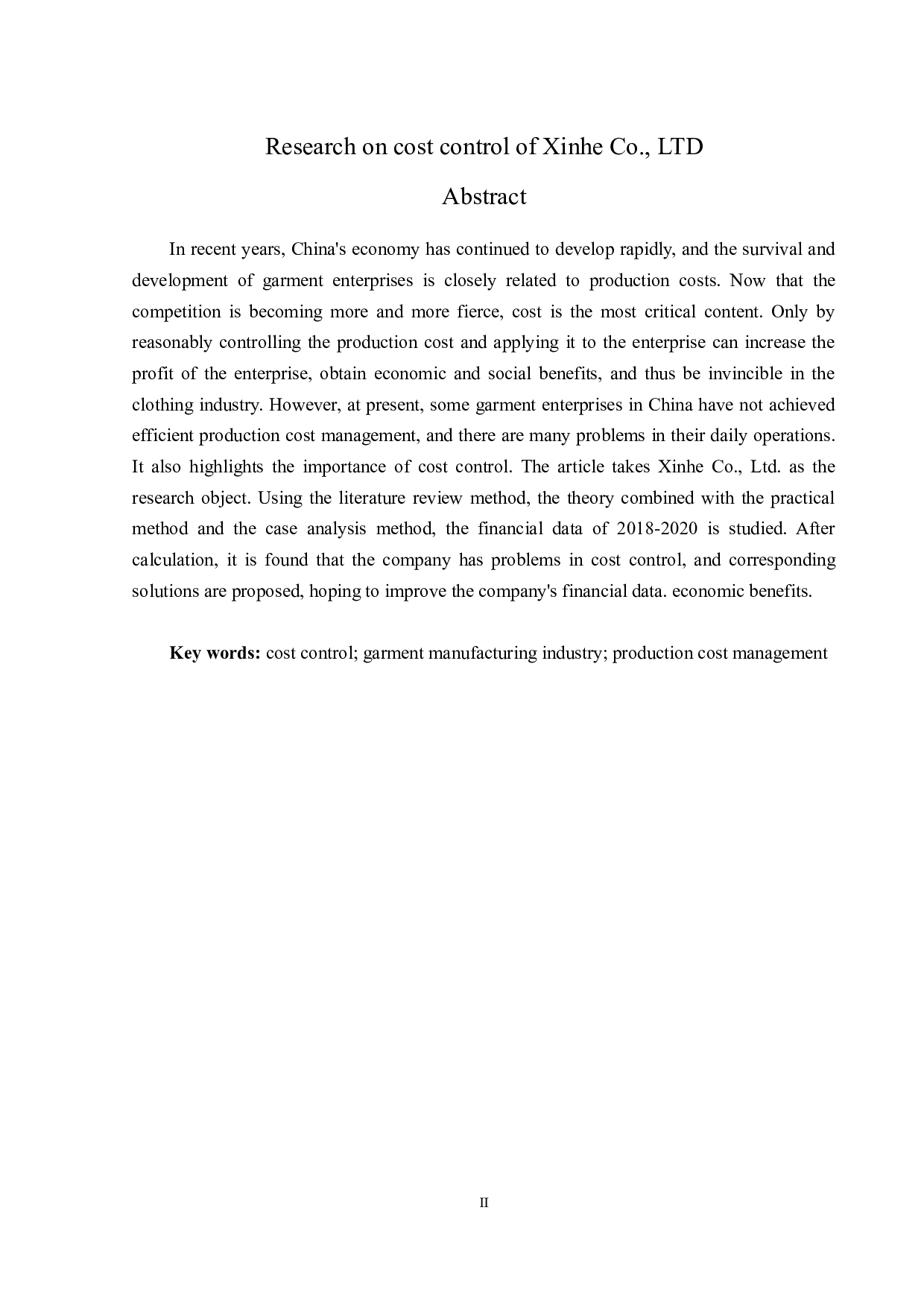 欣贺股份有限公司成本控制问题研究-14540字.docx 第2页