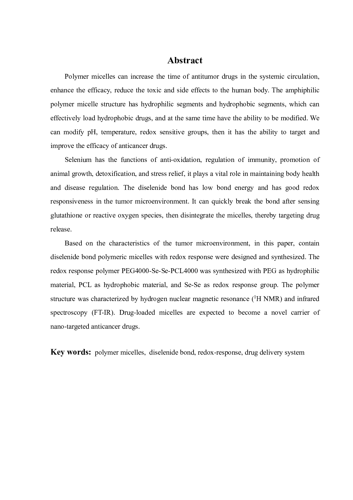 PEG-Se-Se-PCL含硒聚合物合成及表征-15725字.pdf 第1页