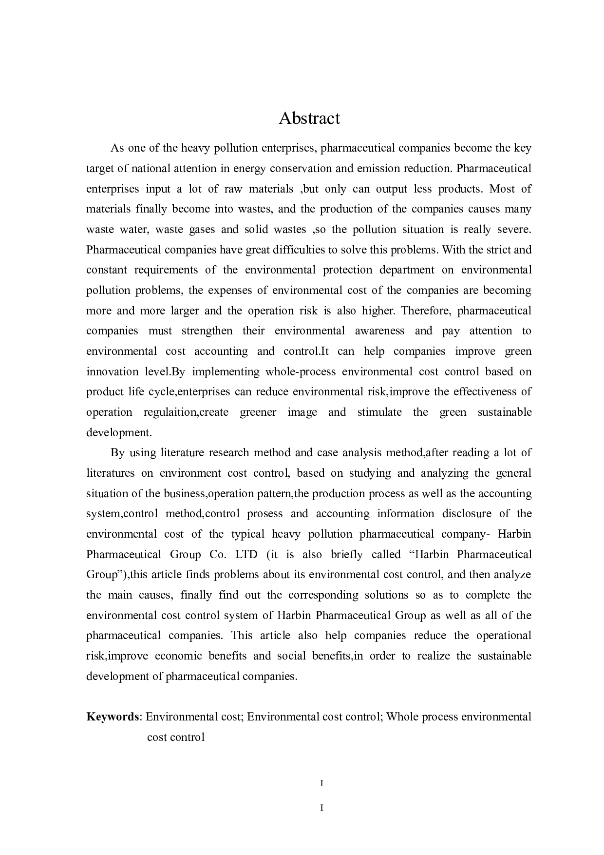 哈药集团环境成本控制问题及对策研究-24802字.docx 第2页