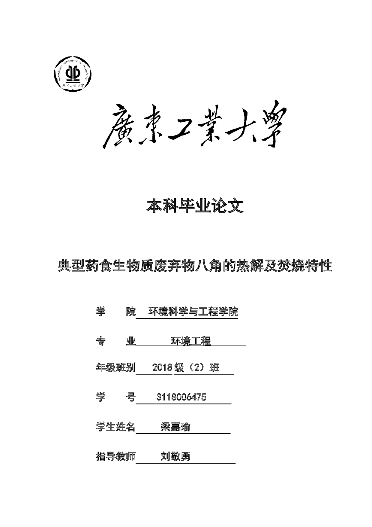 典型药食生物质废弃物八角的热解及焚烧特性-20136字.docx 第1页