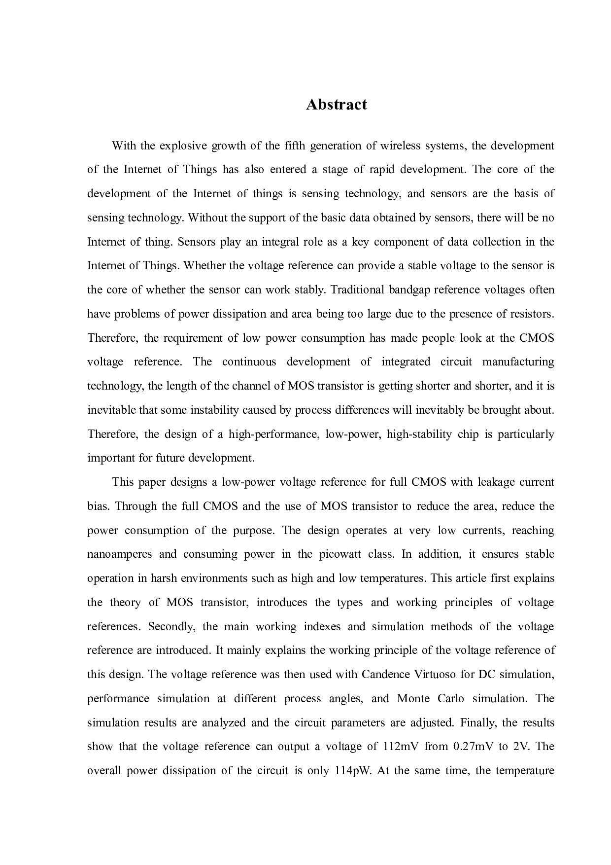 漏电流偏置的CMOS电压基准研究与设计-14807字.pdf 第1页