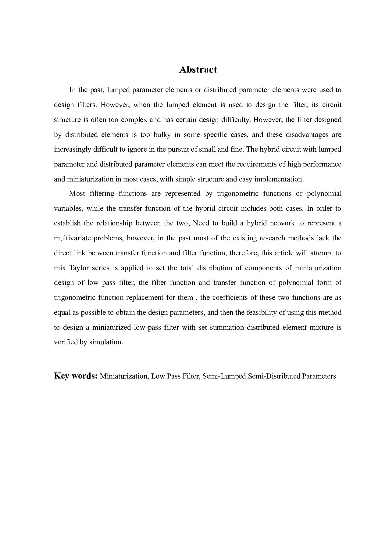 集总和分布元件混合的小型化低通滤波器-15551字.docx 第2页