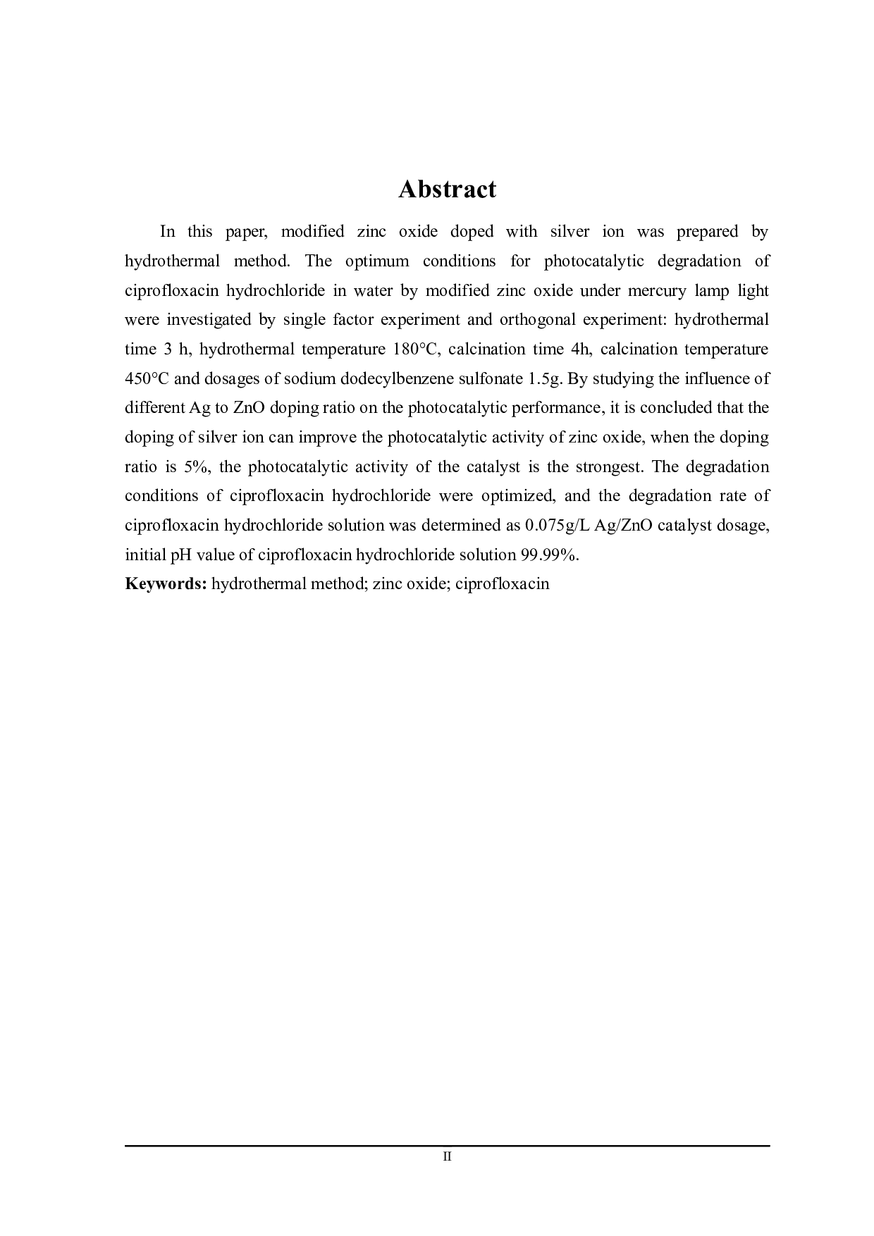 改性氧化锌光催化剂的制备及催化性能的研究-13427字.docx 第2页