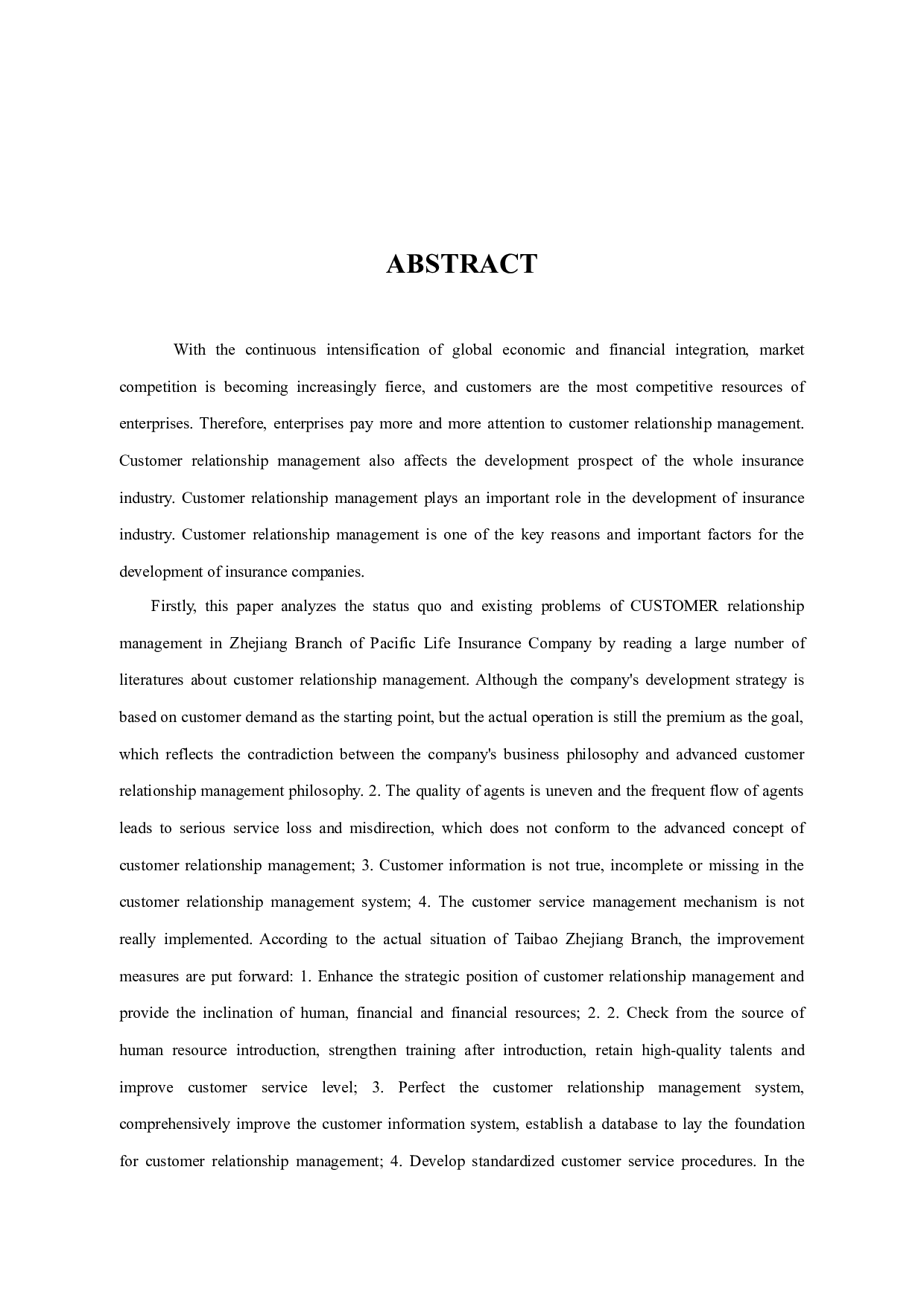 太平洋人寿保险浙江分公司的保险客户关系管理问题及解决对策研究-13248字.docx 第2页