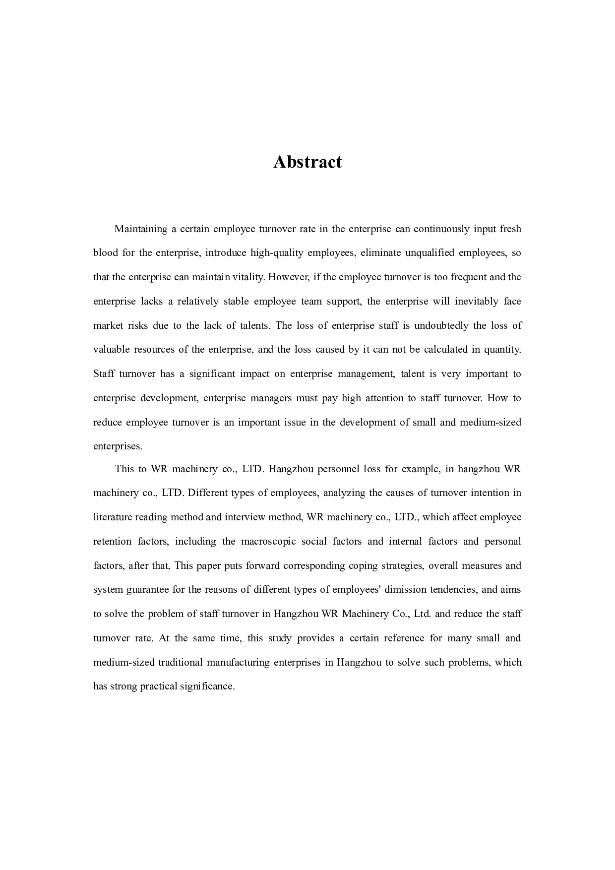 杭州WR机械有限公司人员流失现状、原因与对策研究-11248字.docx 第3页