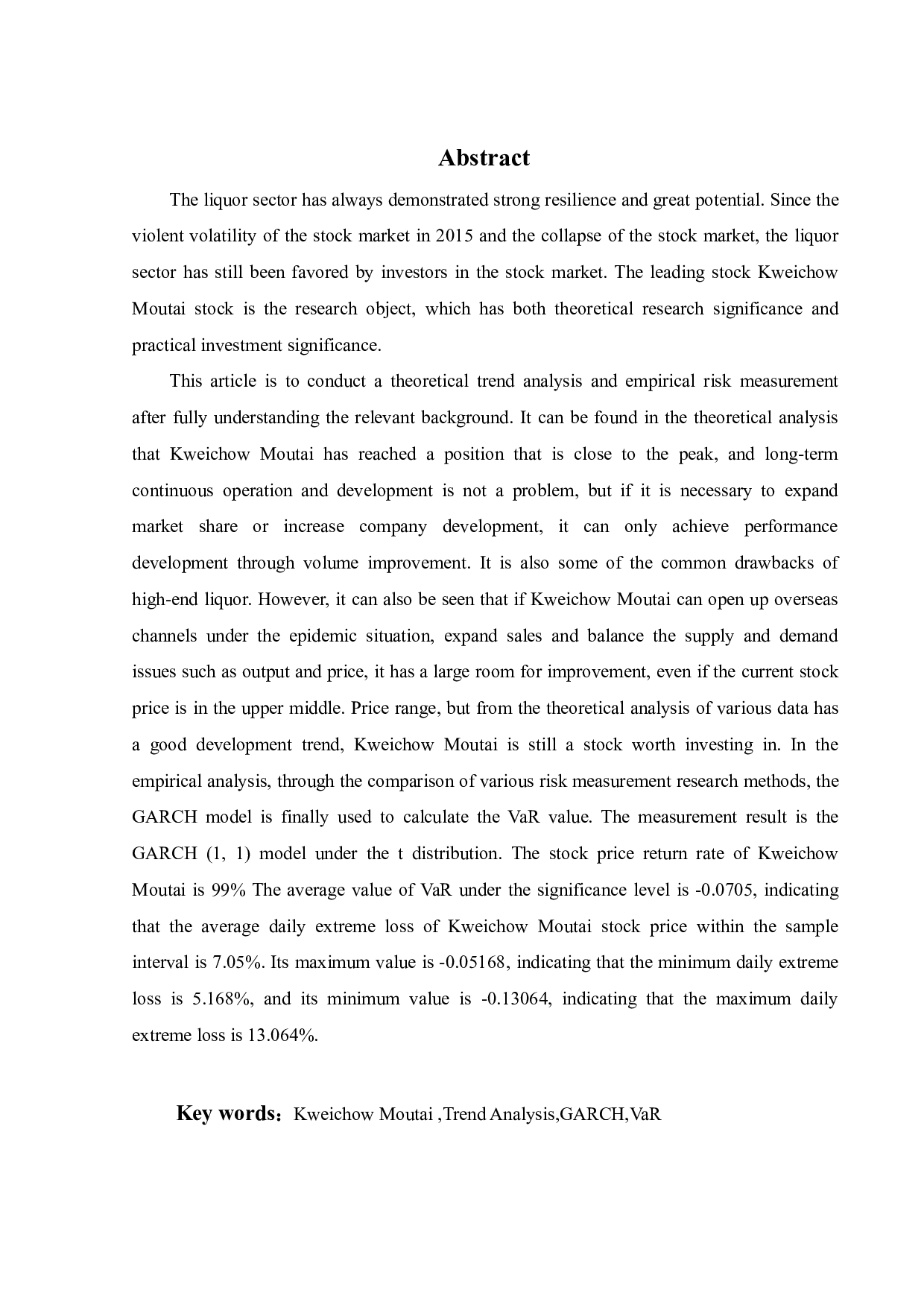 基于VaR模型的股价波动风险测度研究及趋势分析&mdash;&mdash;以白酒企业为例-17331字.pdf 第2页