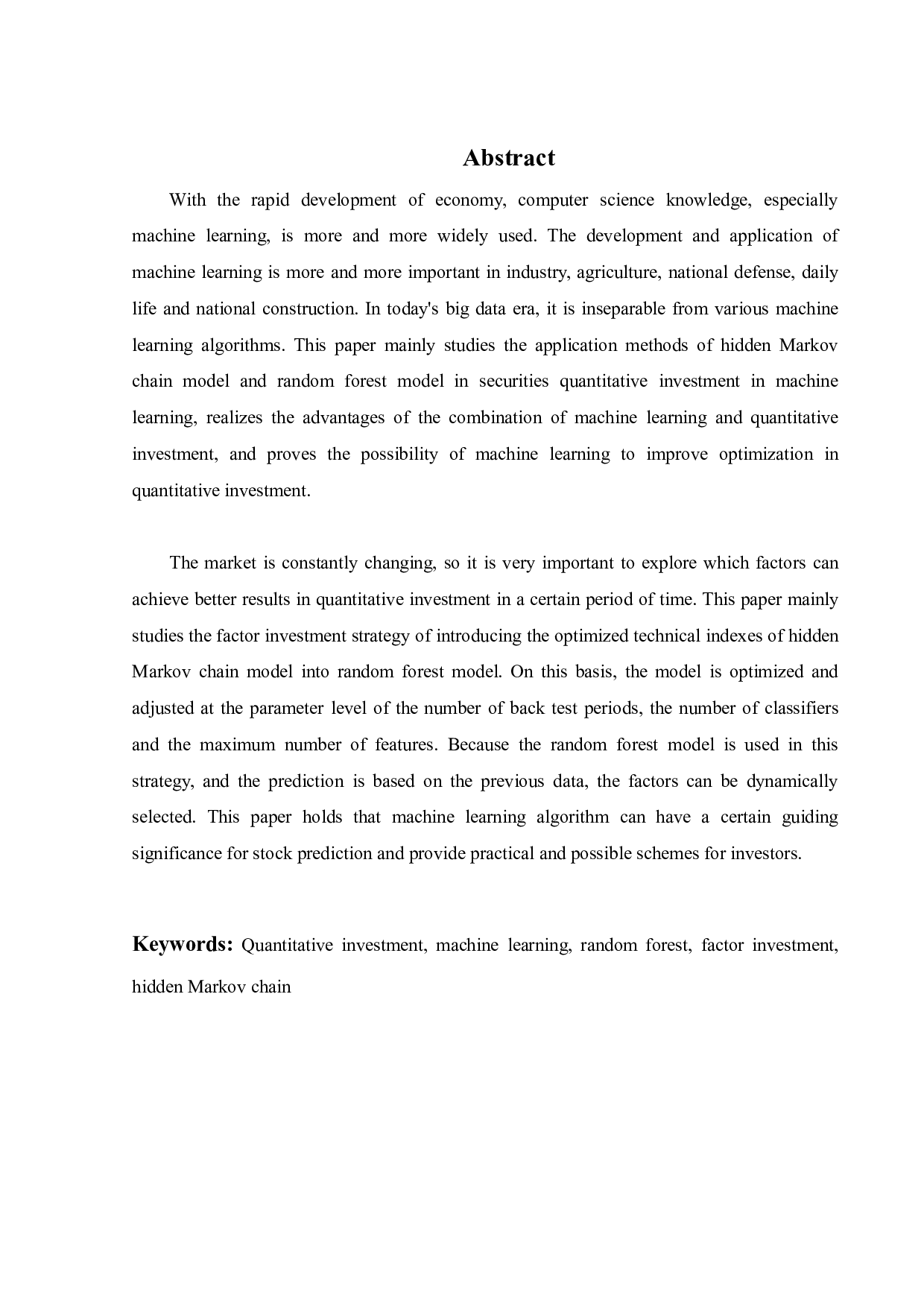 基于隐马尔可夫模型与随机森林的机器学习量化投资策略研究-21478字.pdf 第3页