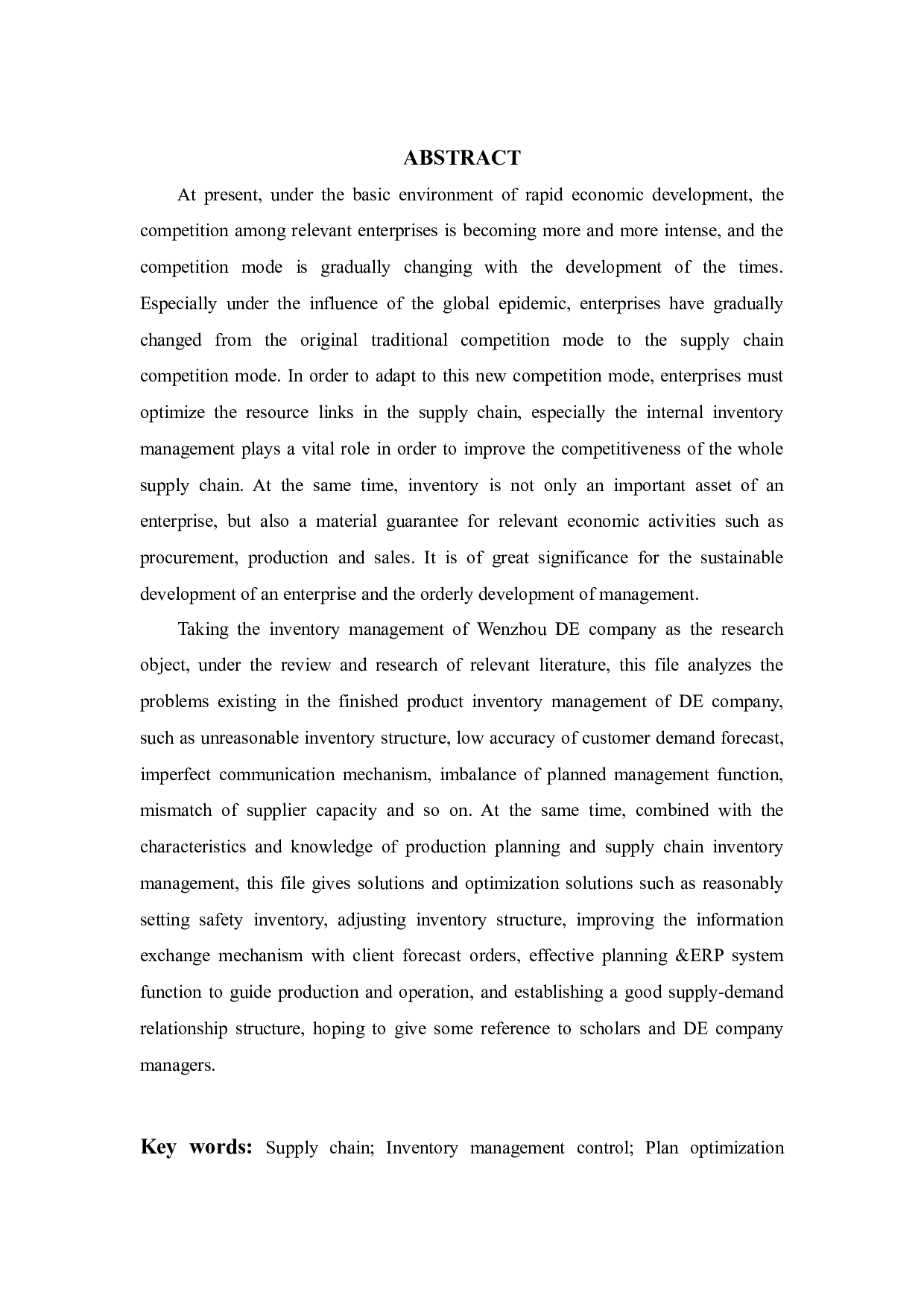 温州DE公司库存管理问题研究-11403字.docx 第2页