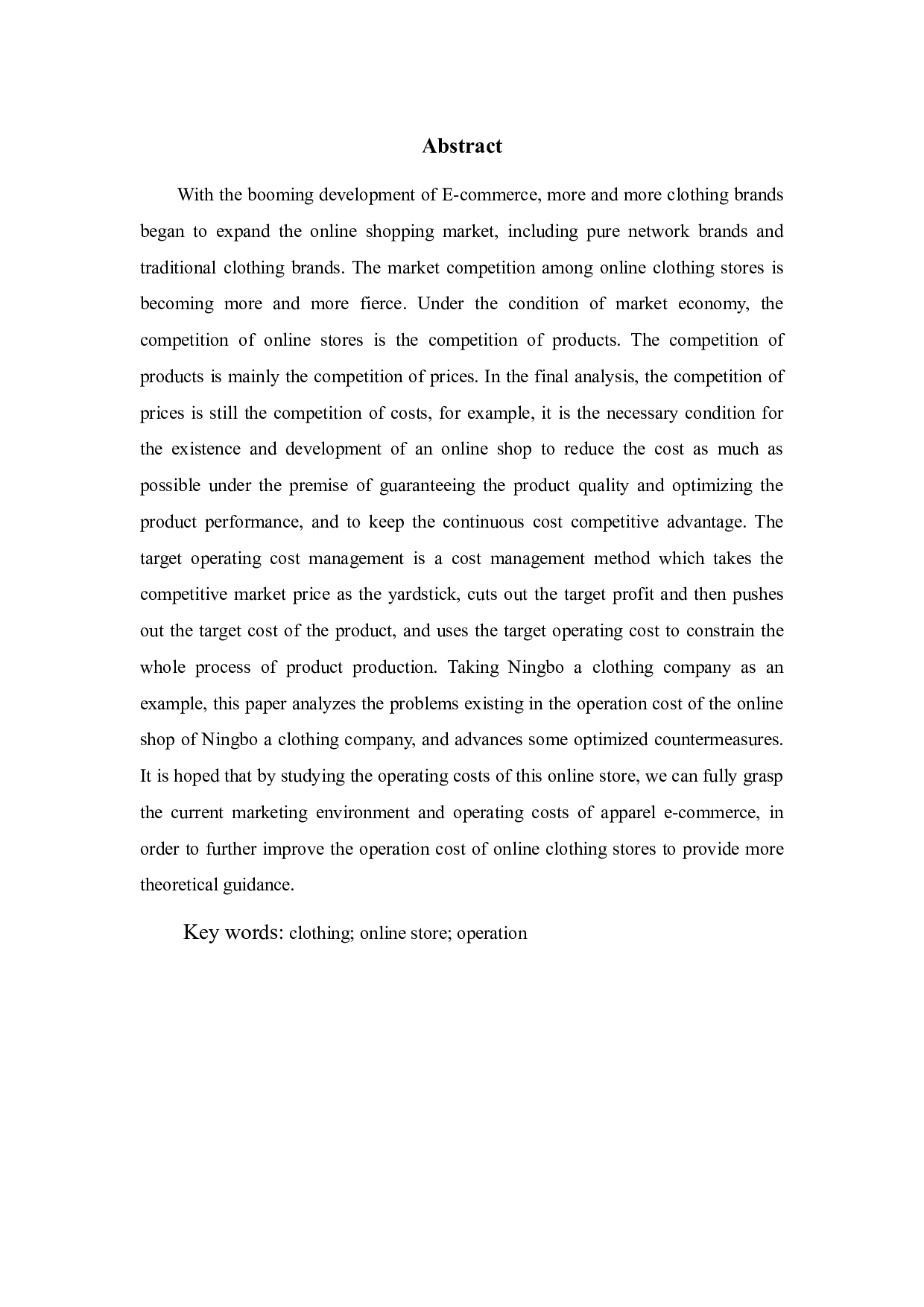 宁波A服装公司网店运营成本管理探究-9544字.docx 第2页