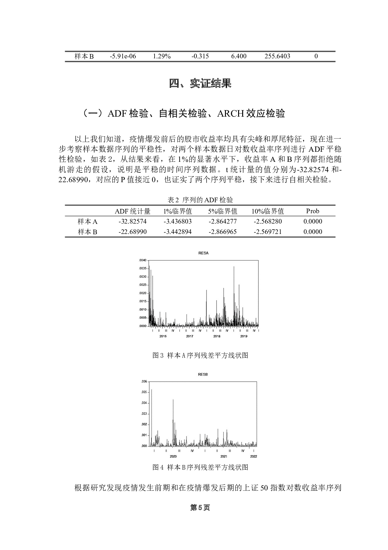 新冠疫情前后上证50指数收率波动特征对比分析-9757字.docx 第9页