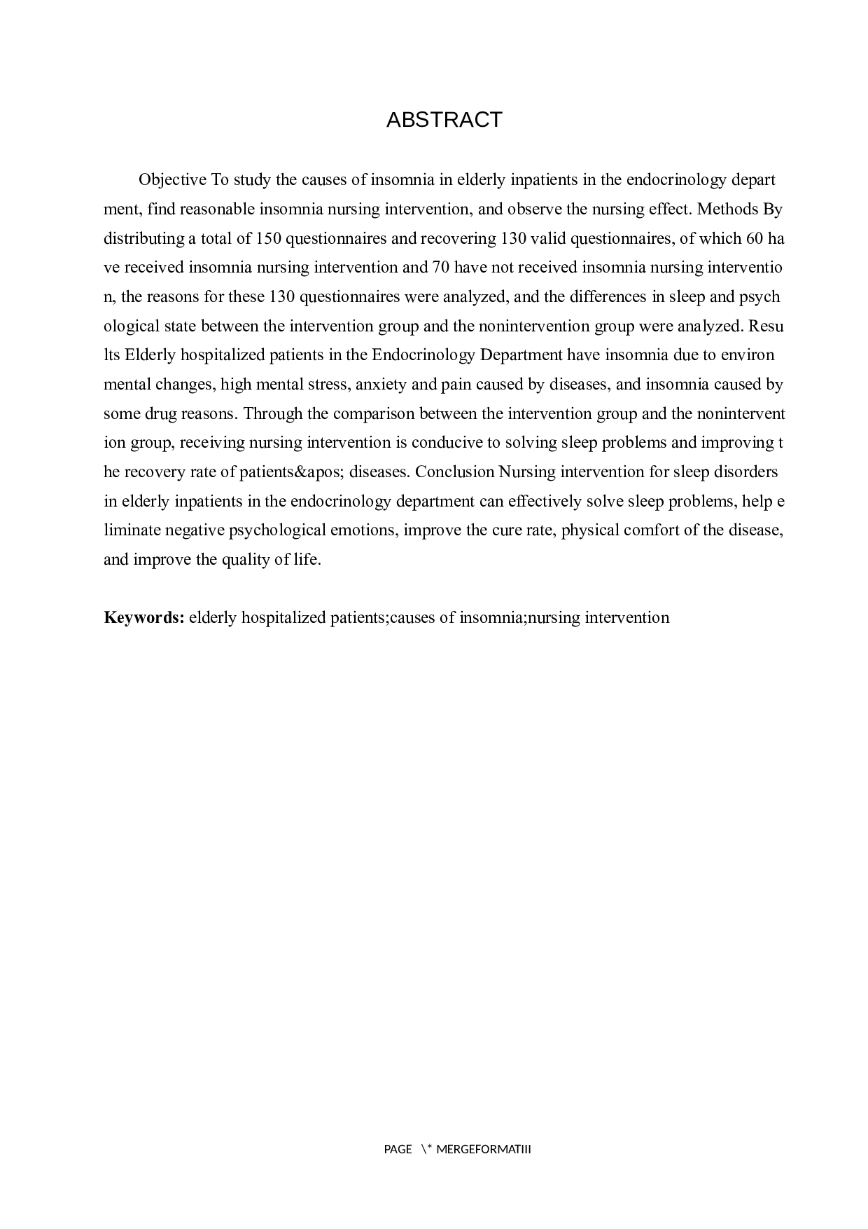 内分泌科老年住院患者失眠原因分析及护理干预措施-8924字.docx 第2页