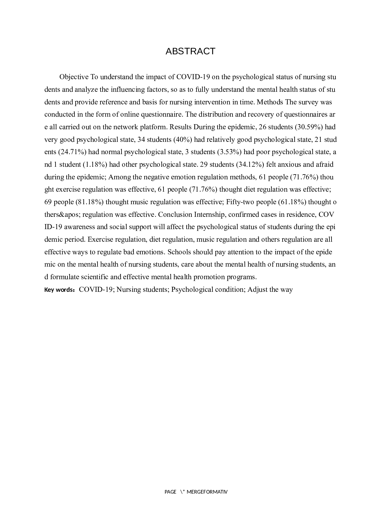 针对新冠疫情护理（学）学生心理状况调查及探讨&mdash;以张家口学院为例-9876字.docx 第2页