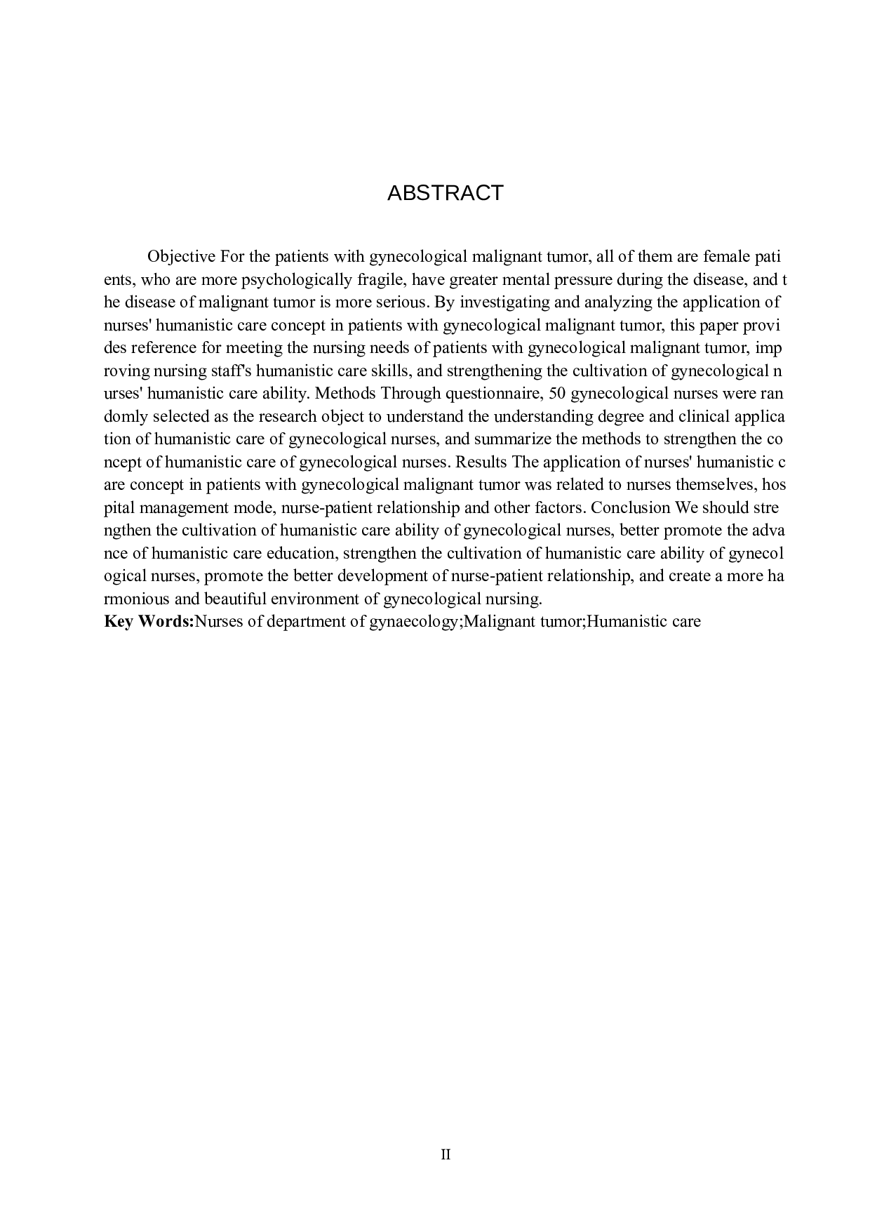 护士人文关怀理念在妇科恶性肿瘤患者中的应用-9873字.doc 第2页