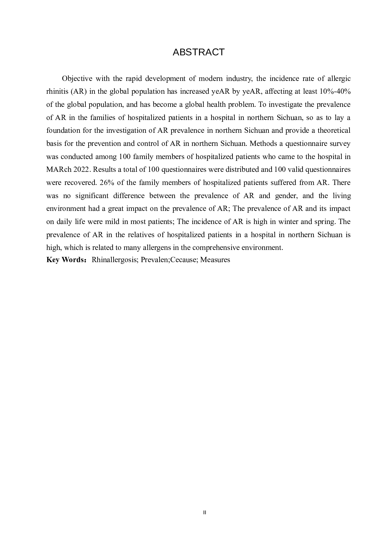 住院患者家属过敏性鼻炎患病情况调查-8897字.docx 第2页