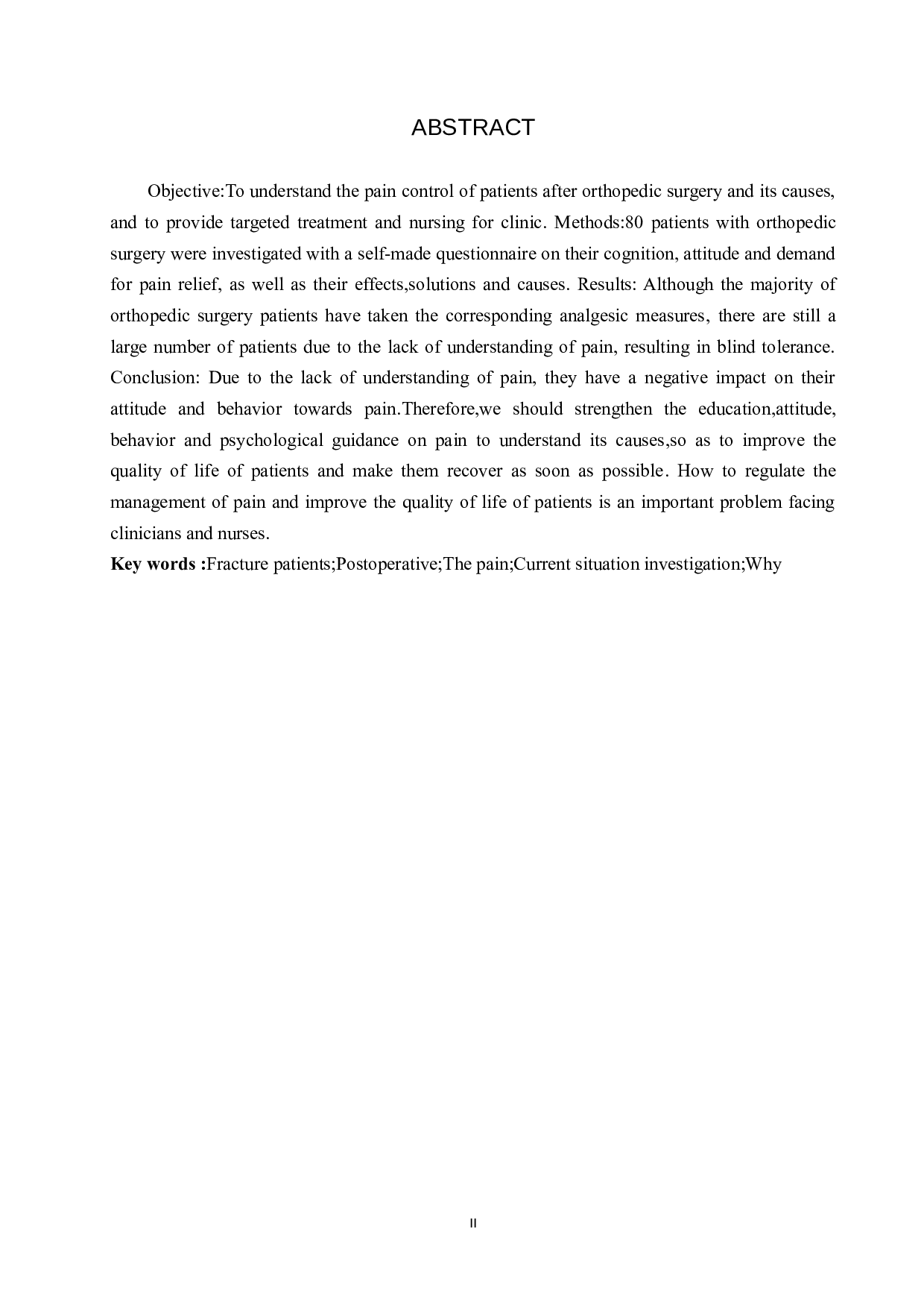 骨折患者术后疼痛现状调查及原因分析--以河北医科大学第三医院为例-8720字.docx 第2页