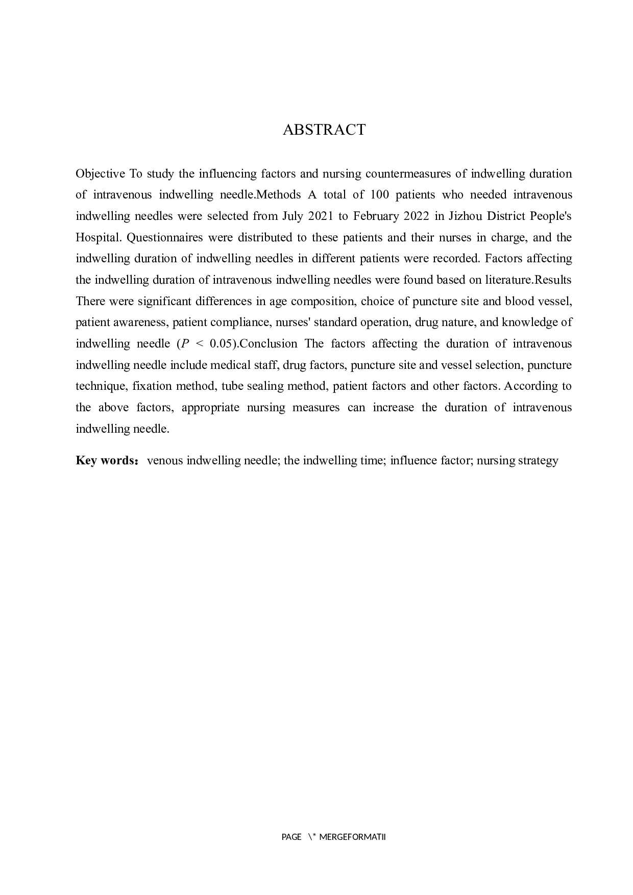 静脉留置针留置时长的影响因素及护理对策分析-11850字.docx 第2页