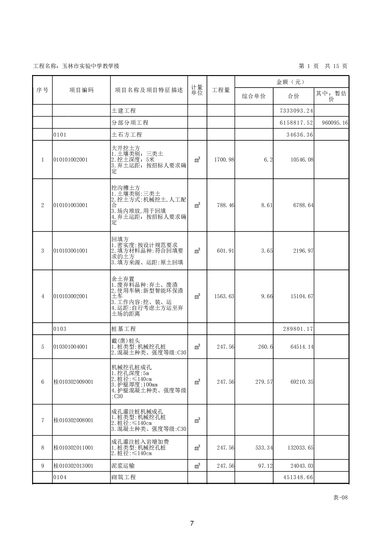 玉林市实验中学教学楼施工图预算-27696字.pdf 第10页