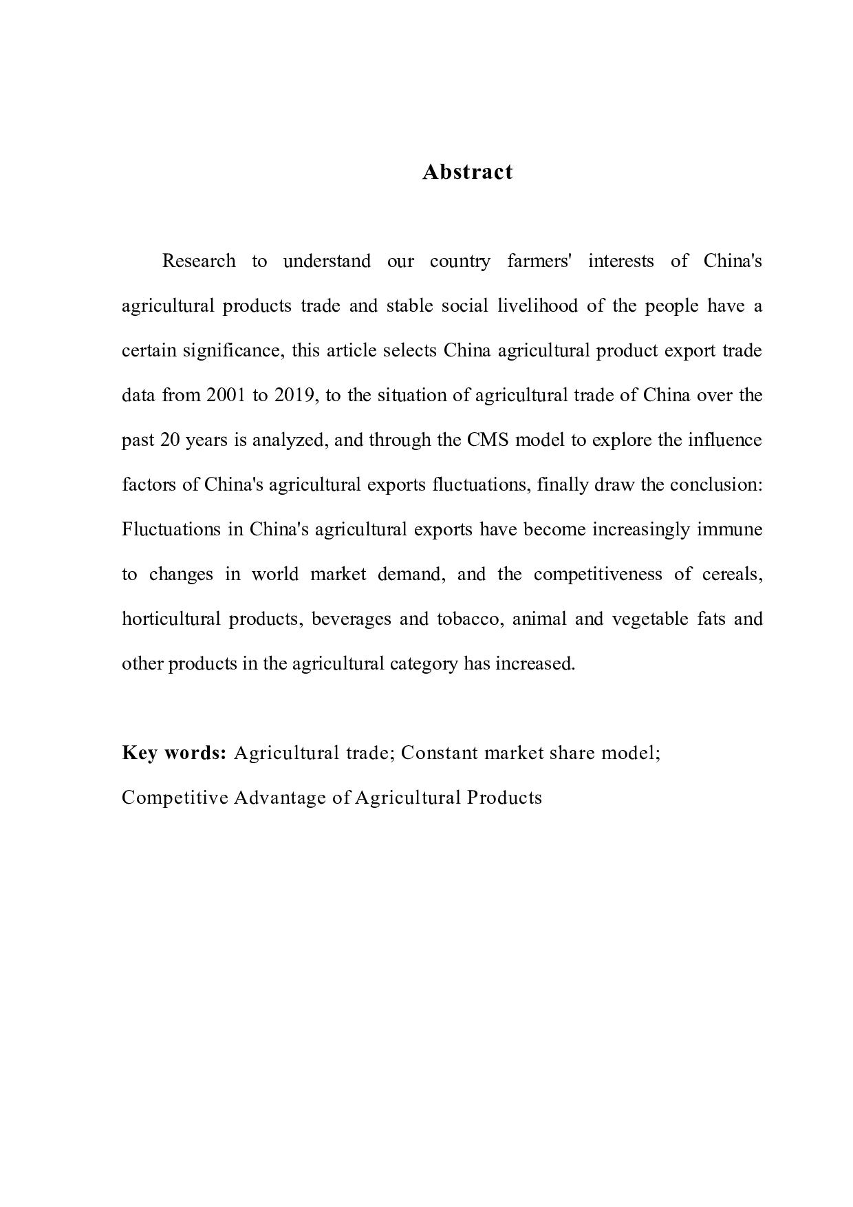 CMS模型下中国农产品出口贸易波动的影响因素分析-13930字.docx 第2页