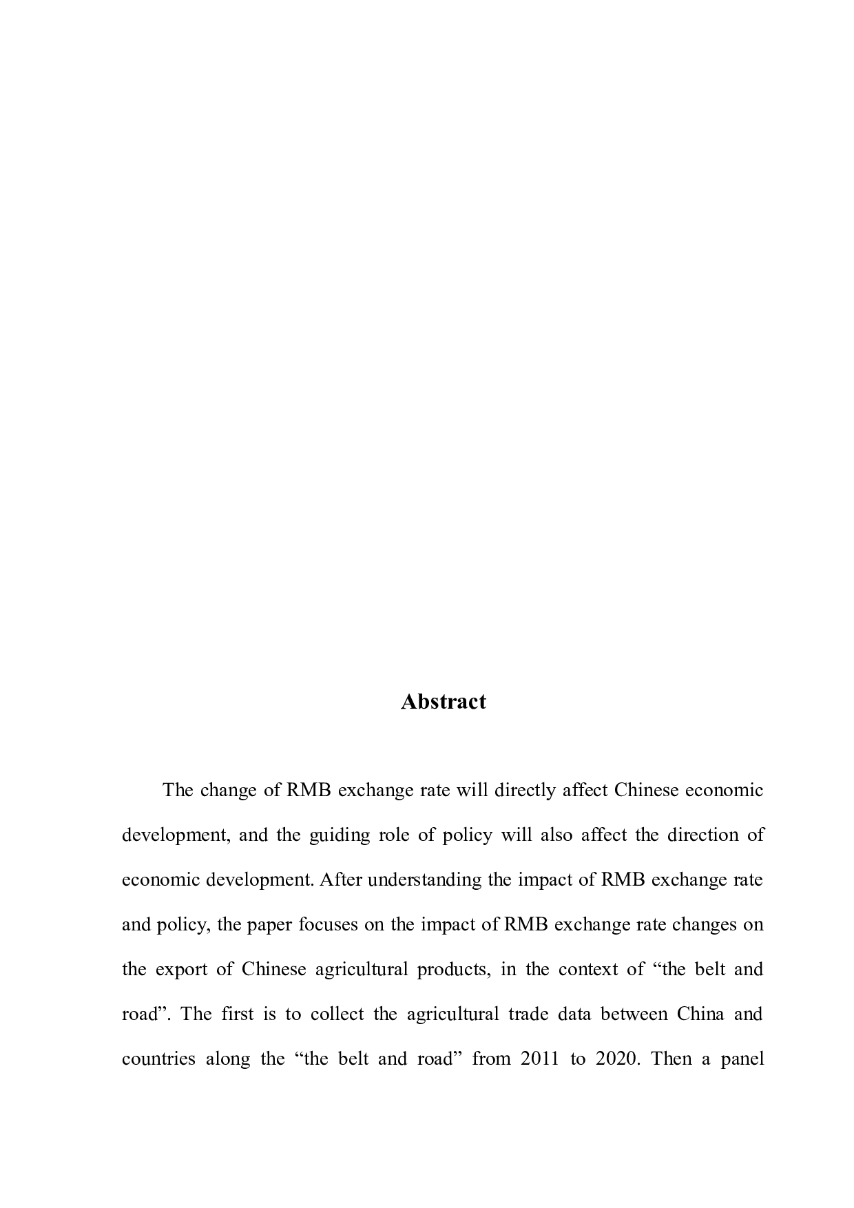 人民币汇率对中国与&ldquo;一带一路&rdquo;沿线国家农产品出口的影响研究-12535字.docx 第2页