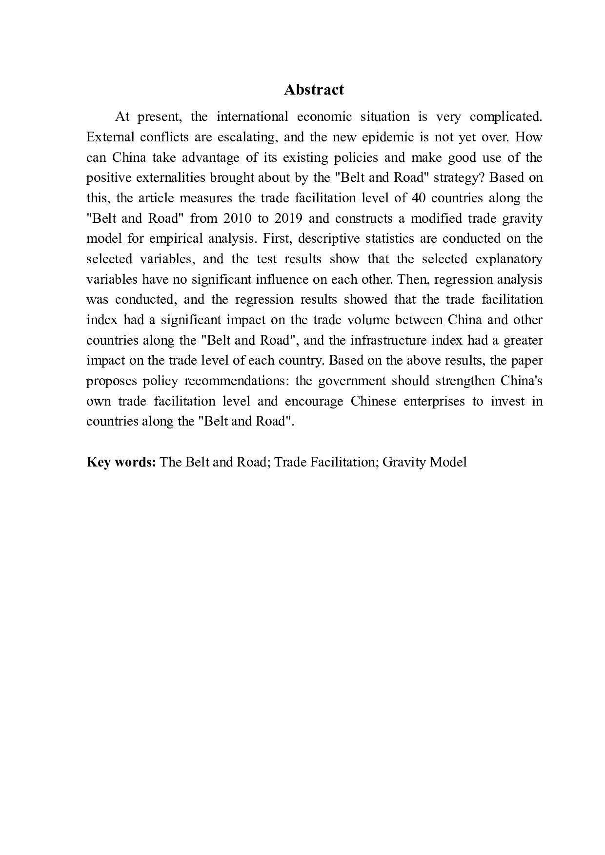 贸易便利化对中国和&rdquo;一带一路&rdquo;沿线国家贸易的影响-11427字.pdf 第2页