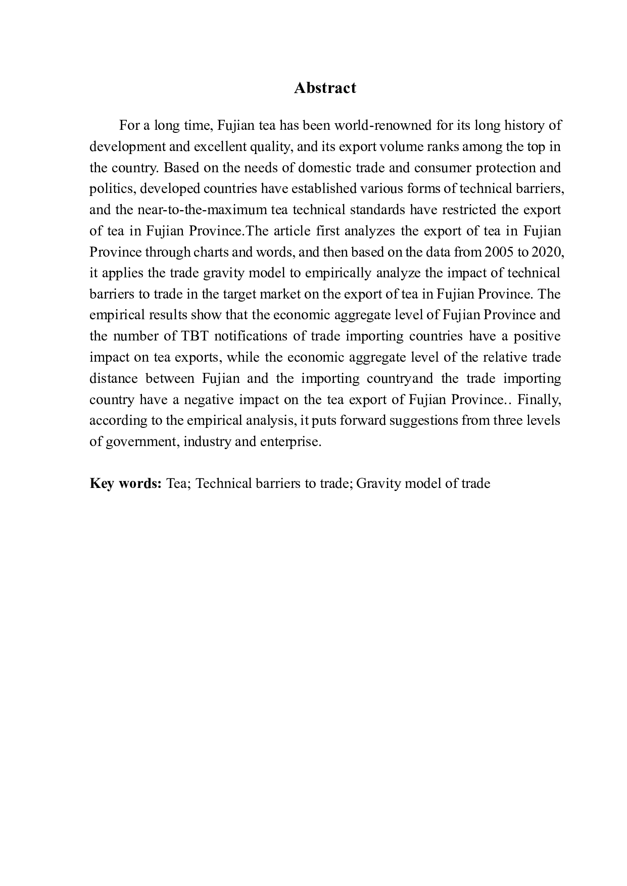 以福建省为例研究技术贸易壁垒对我国茶叶出口的影响-14815字.pdf 第2页