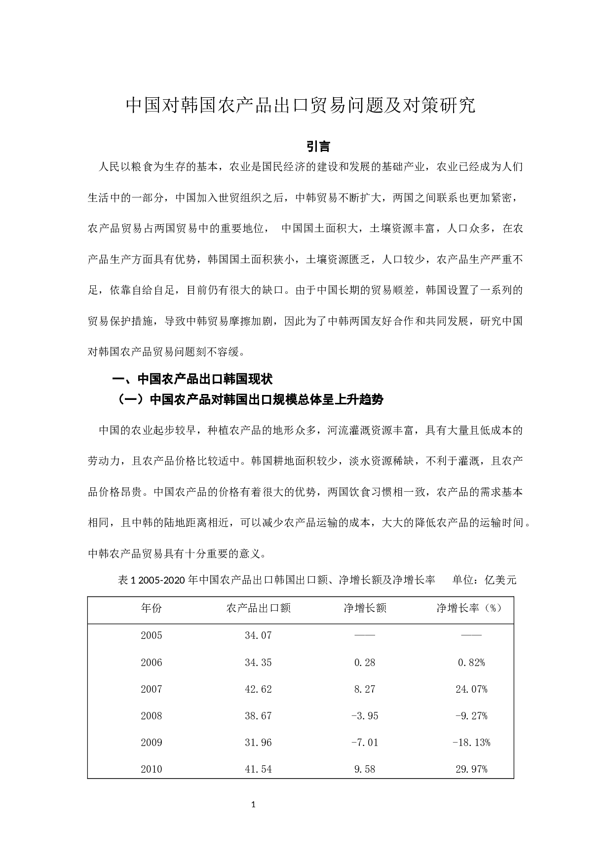 中国对韩国农产品出口贸易问题及对策研究-11848字.docx 第3页