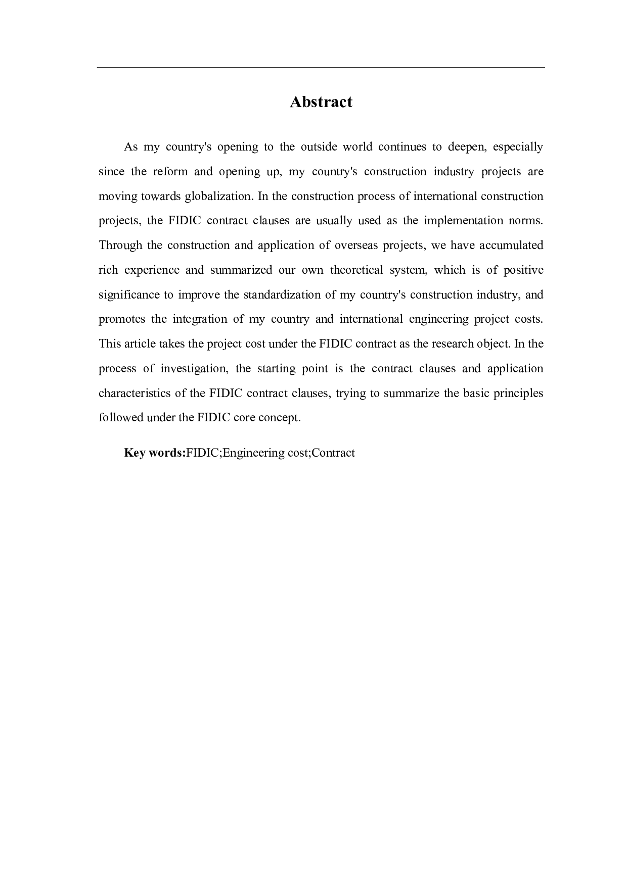 FIDIC合同下工程造价研究-3611字.pdf 第1页