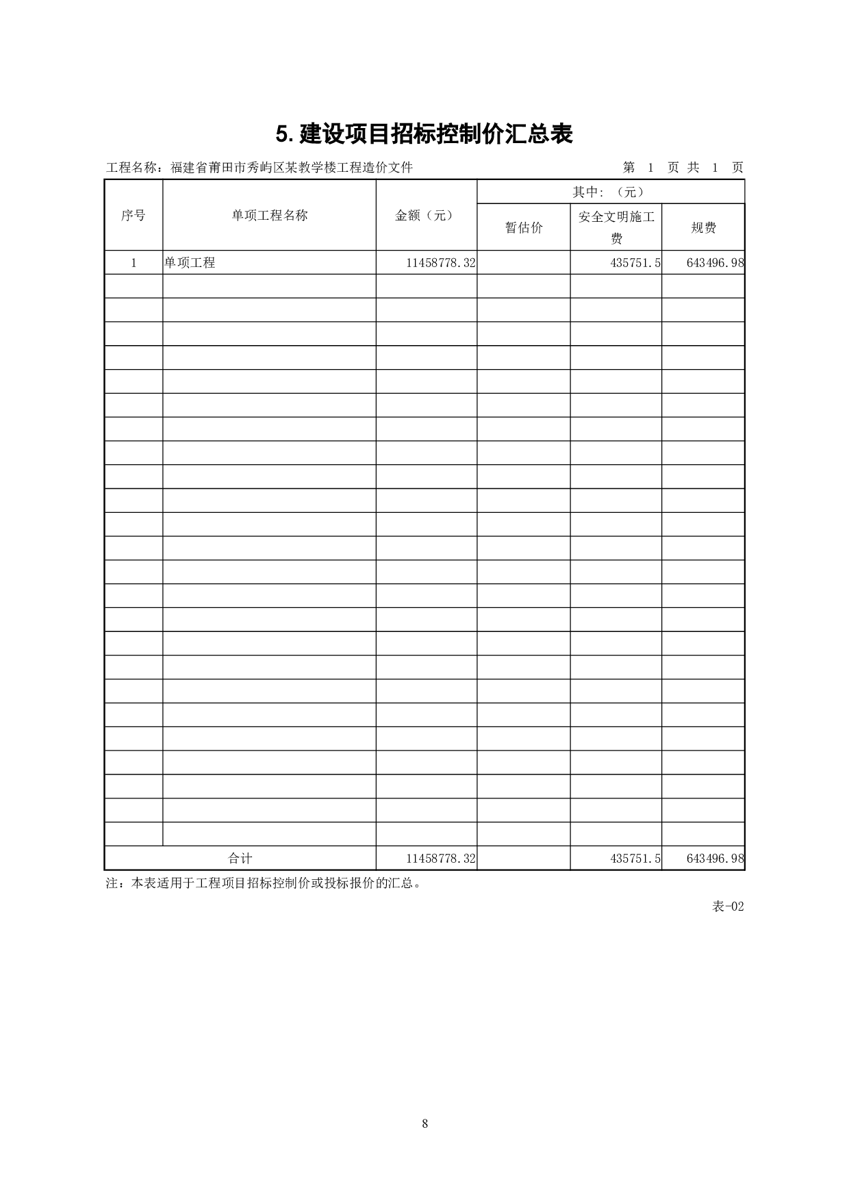 福建省莆田市秀屿区某教学楼工程造价文件-15539字.doc 第10页