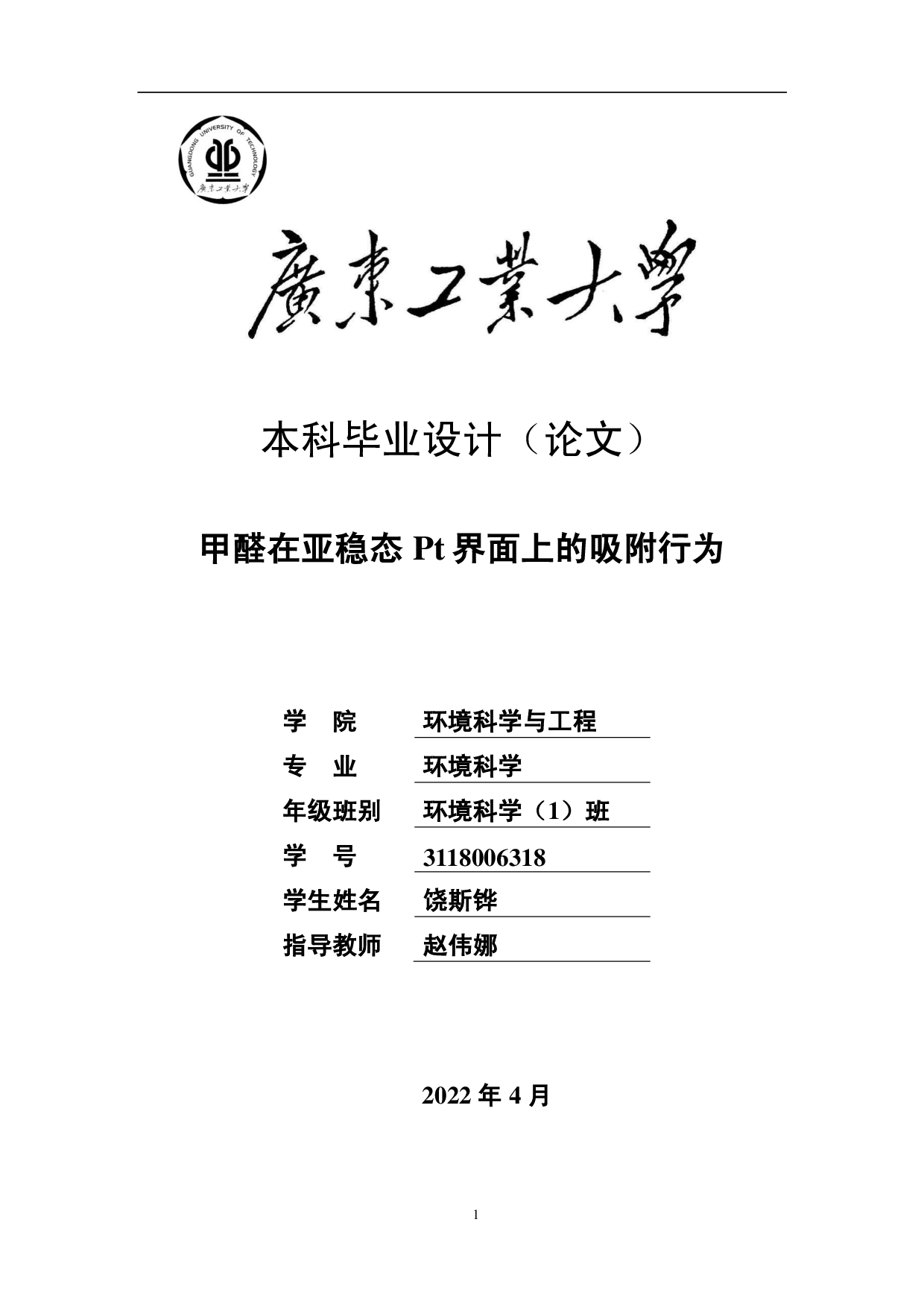 甲醛在亚稳态 Pt界面上的吸附行为-21289字.pdf 第1页