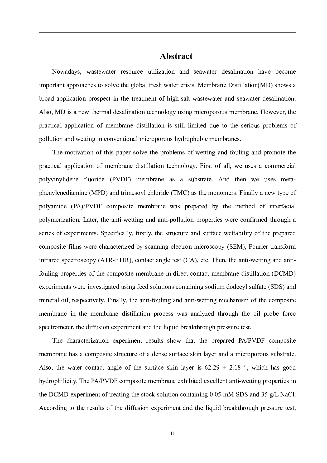 超亲水疏水薄层复合膜的制备及其在膜蒸馏过程中的应用研究-17434字.pdf 第3页
