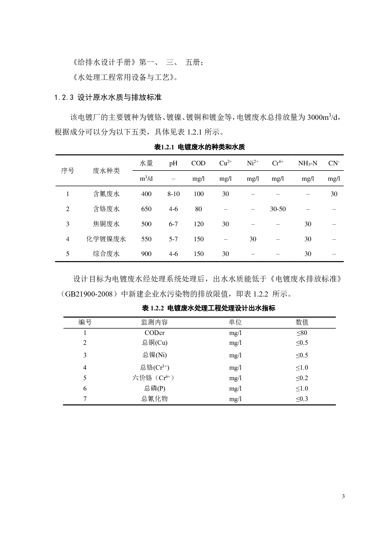 某电镀厂 3000m3d高浓度工业废水处理工程设计-32131字.pdf 第9页