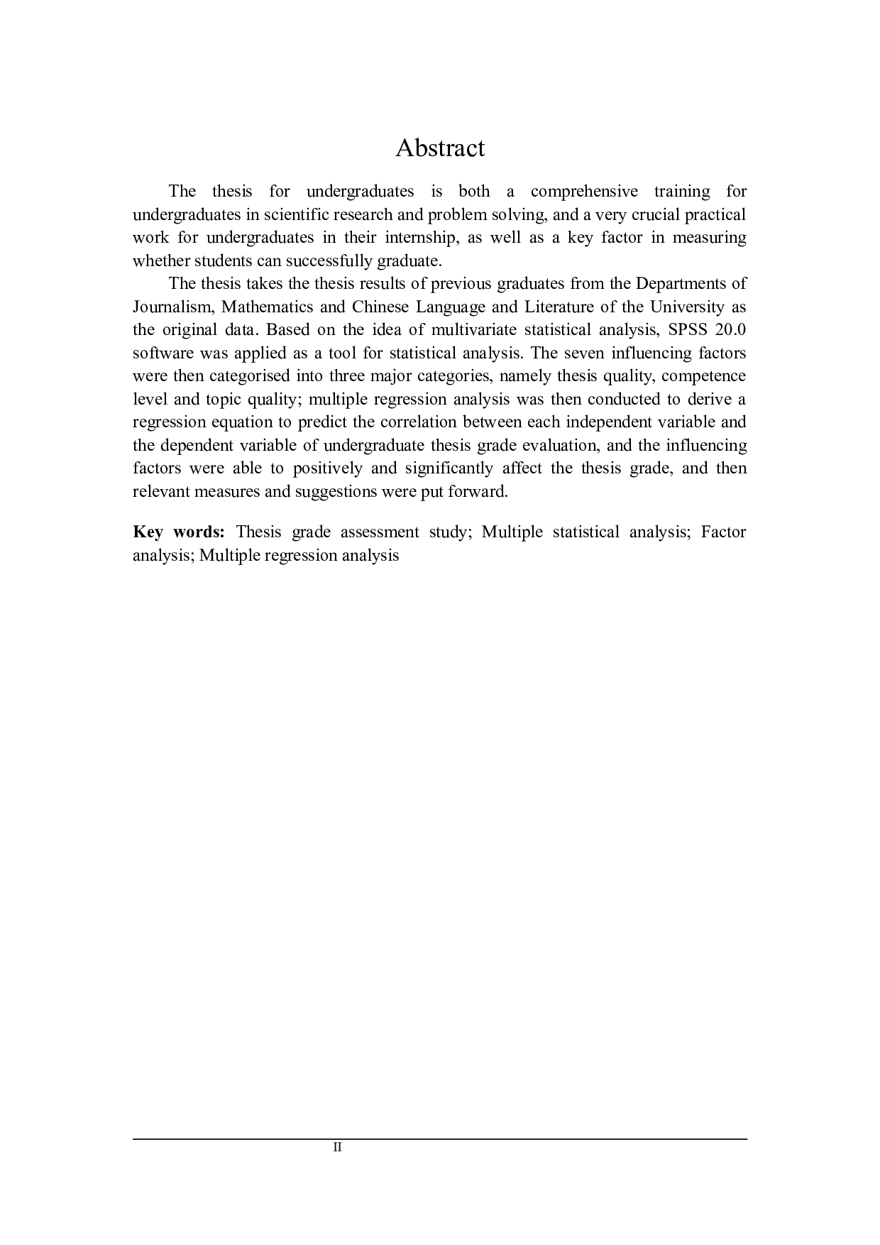 基于多元统计分析的本科毕业论文成绩评定研究-16568字.docx 第2页
