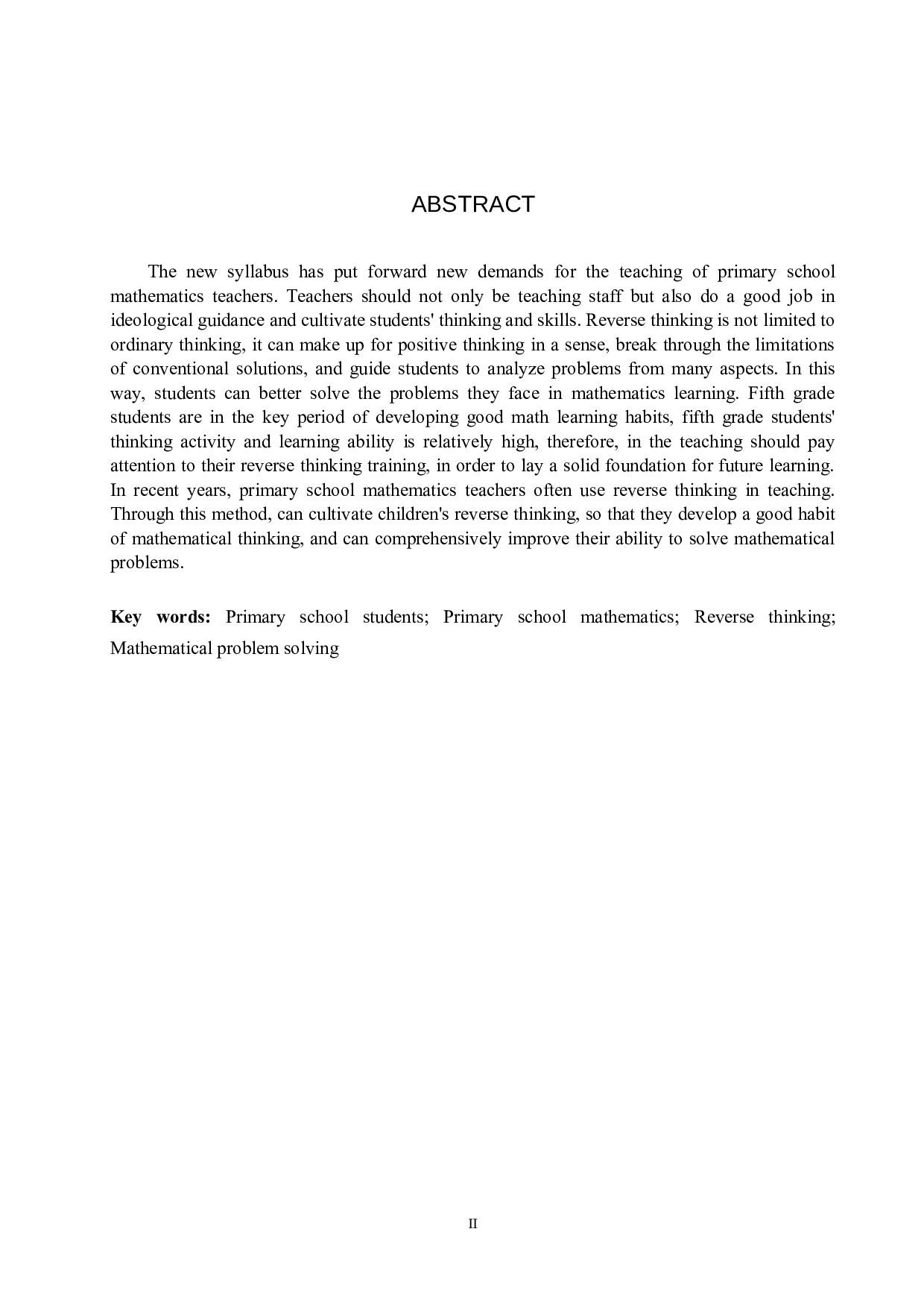 逆向思维在小学五年级数学教学中的应用研究-10232字.docx 第2页