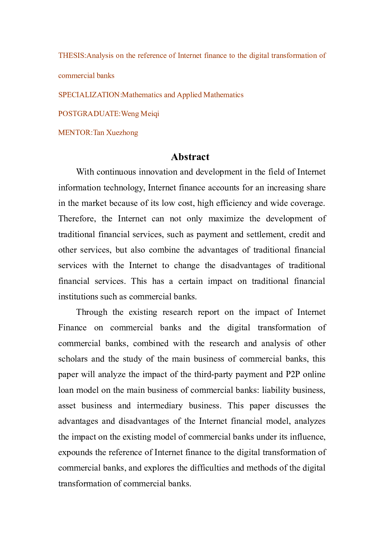 互联网金融对商业银行数字化转型的借鉴分析-9616字.docx 第1页