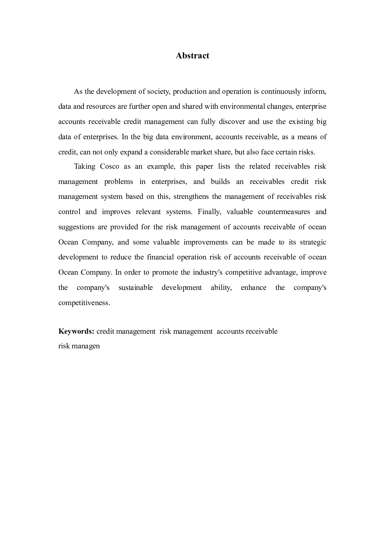 大数据下远洋企业应收账款风险管理研究-10205字.doc 第2页