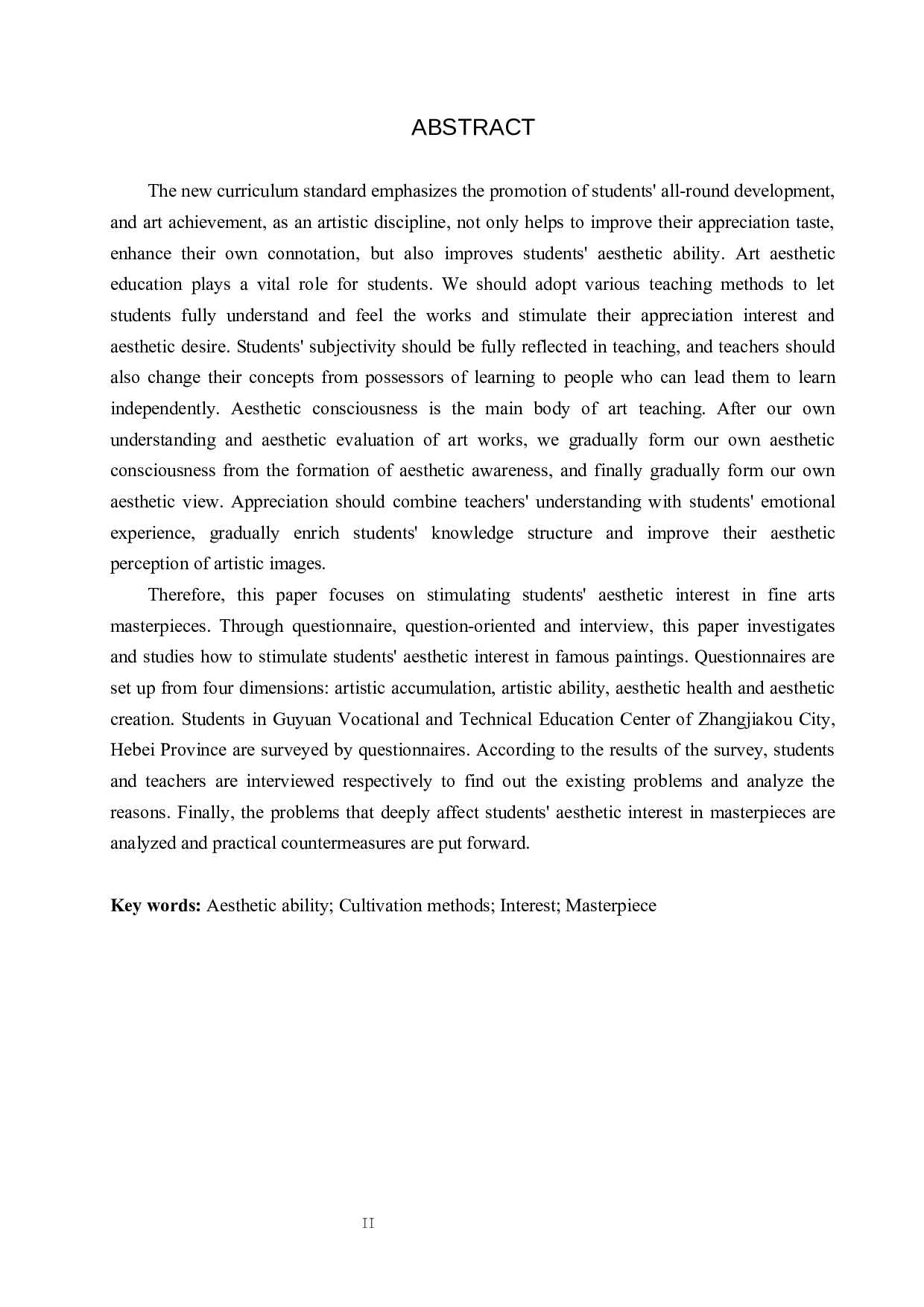 浅论培养学生对美术名作的审美兴趣&mdash;&mdash;以沽源职教中心为例-11219字.docx 第2页