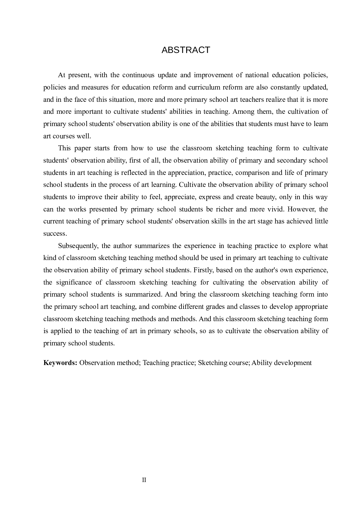 基于培养小学生观察能力的美术课堂写生教学实践&mdash;&mdash;以亭北庄小学为例-14280字.docx 第2页