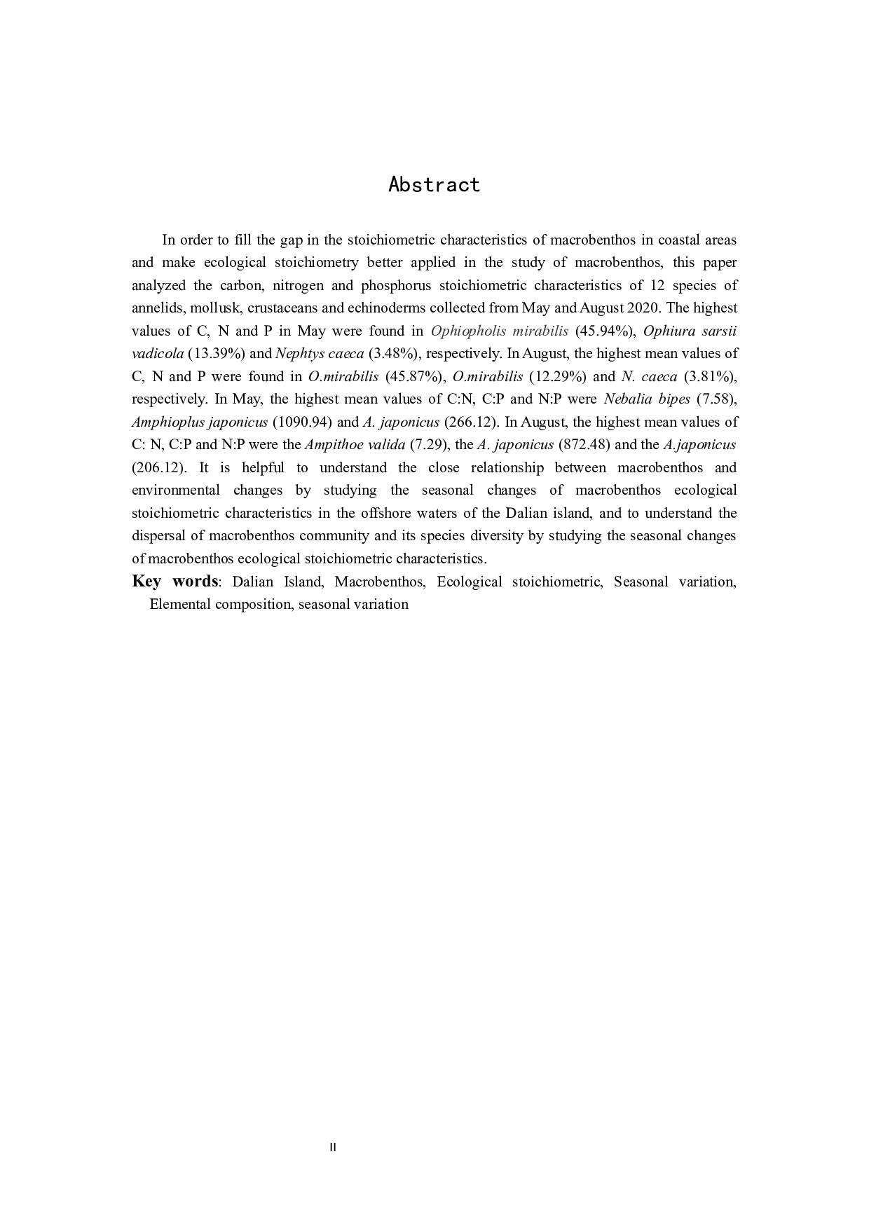 褡裢岛近岸海域大型底栖动物生态化学计量学特征分析-12211字.docx 第3页