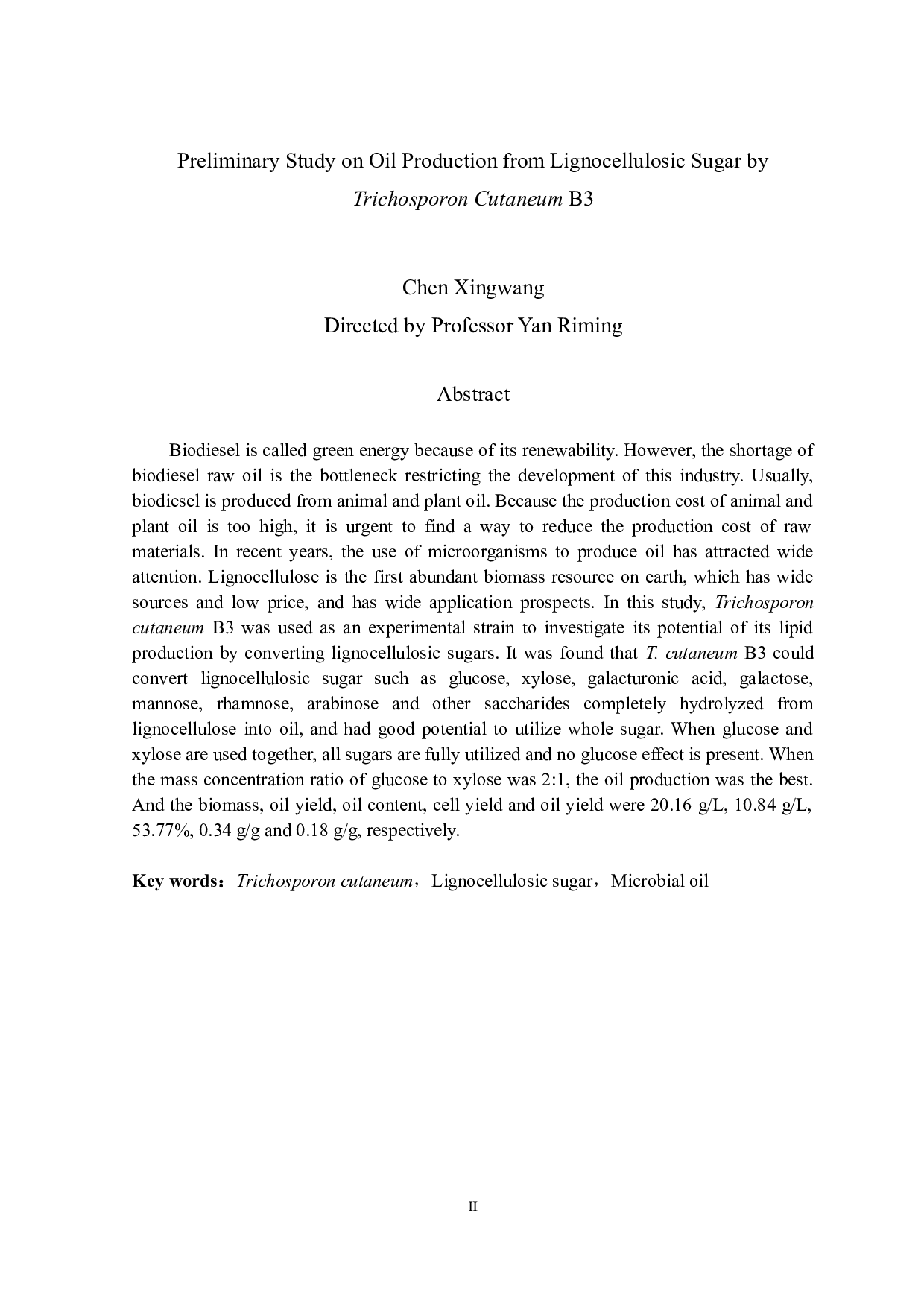 皮状丝孢酵母B3利用木质纤维素糖发酵产油脂初步研究-10102字.docx 第3页