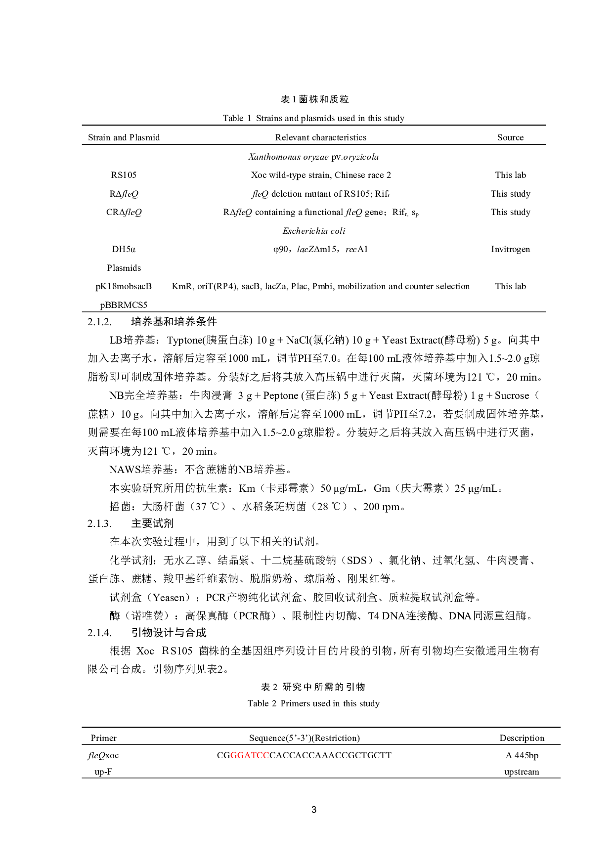 水稻条斑病菌fleQ基因敲除突变株的构建及生物学功能研究-10105字.pdf 第4页