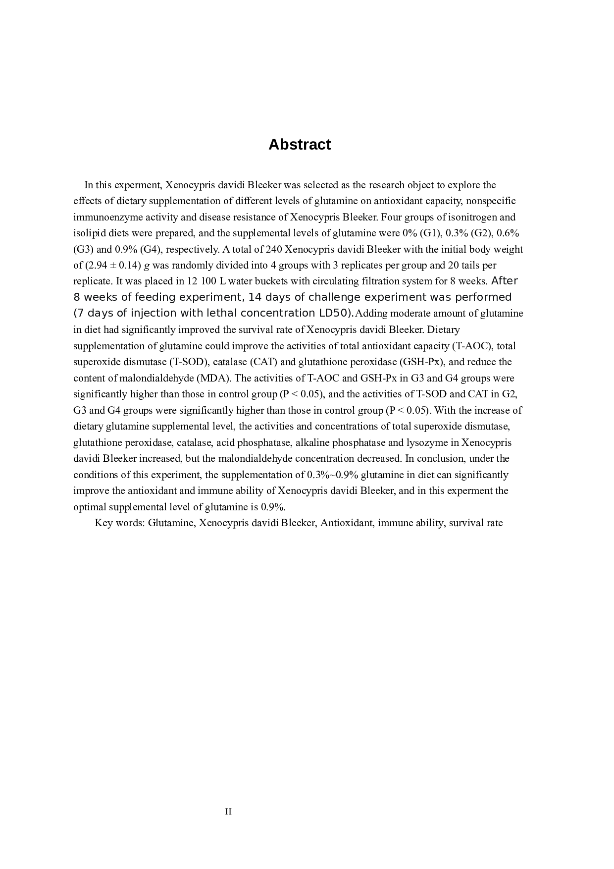 谷氨酰胺对黄尾密鲴抗氧化及免疫能力的影响-9221字.docx 第4页