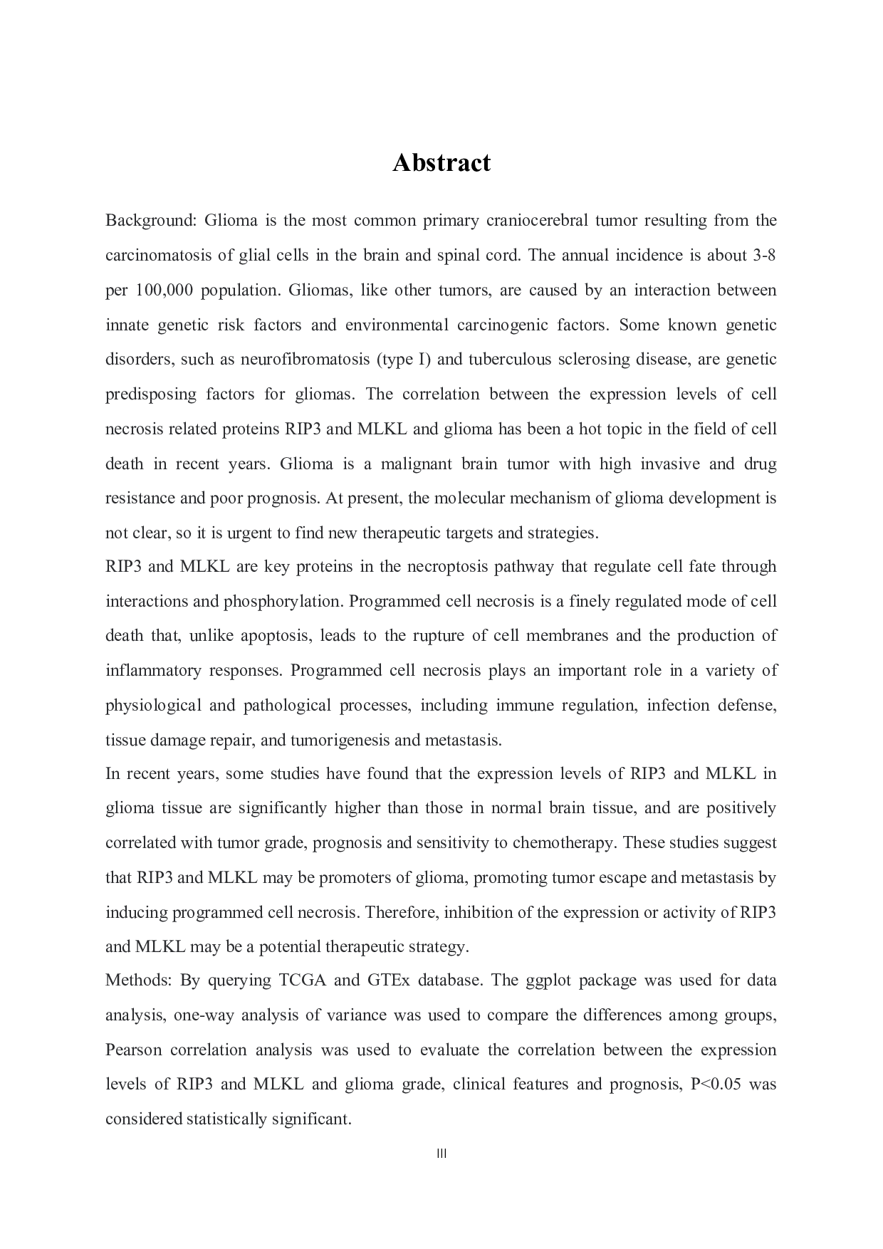 细胞坏死相关蛋白RIP3与MLKL的表达水平与胶质瘤的相关性研究-9824字.docx 第3页